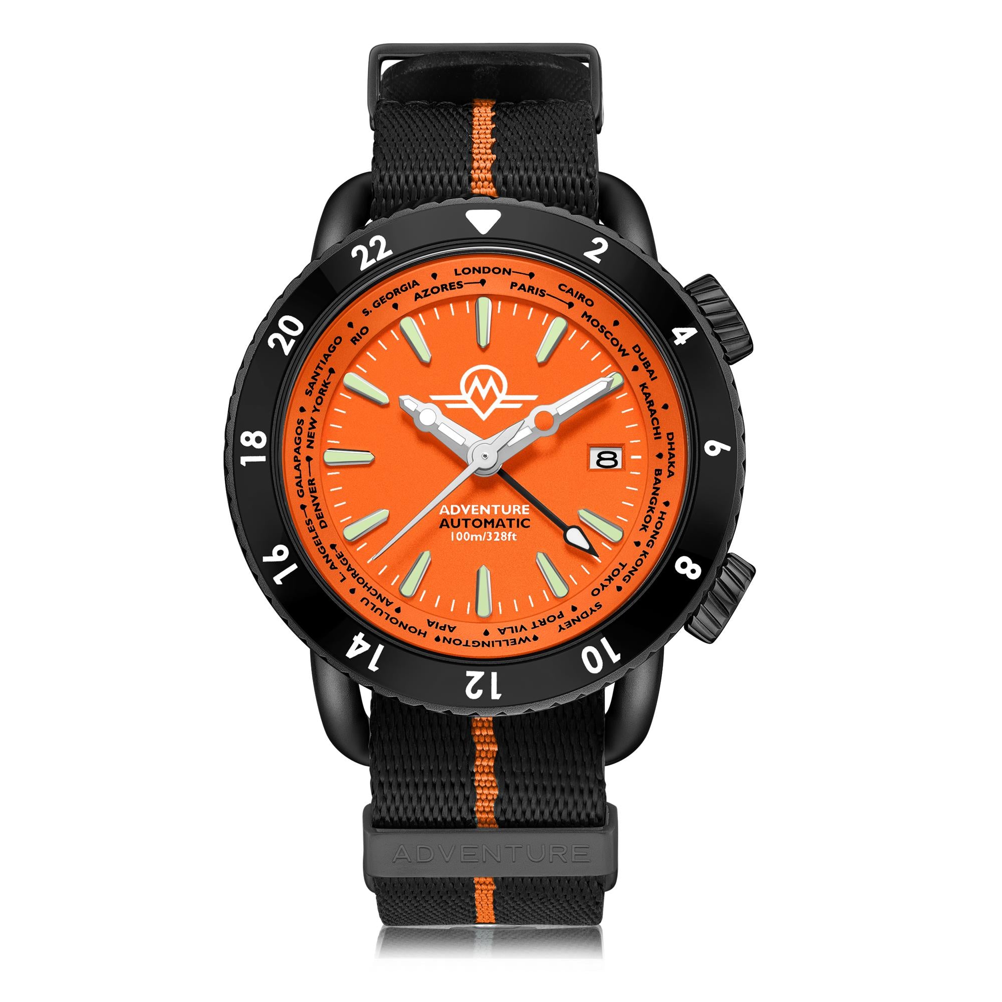 Monro Adventure Night Fire Orange Dial Automatic Men's Watch MA-7