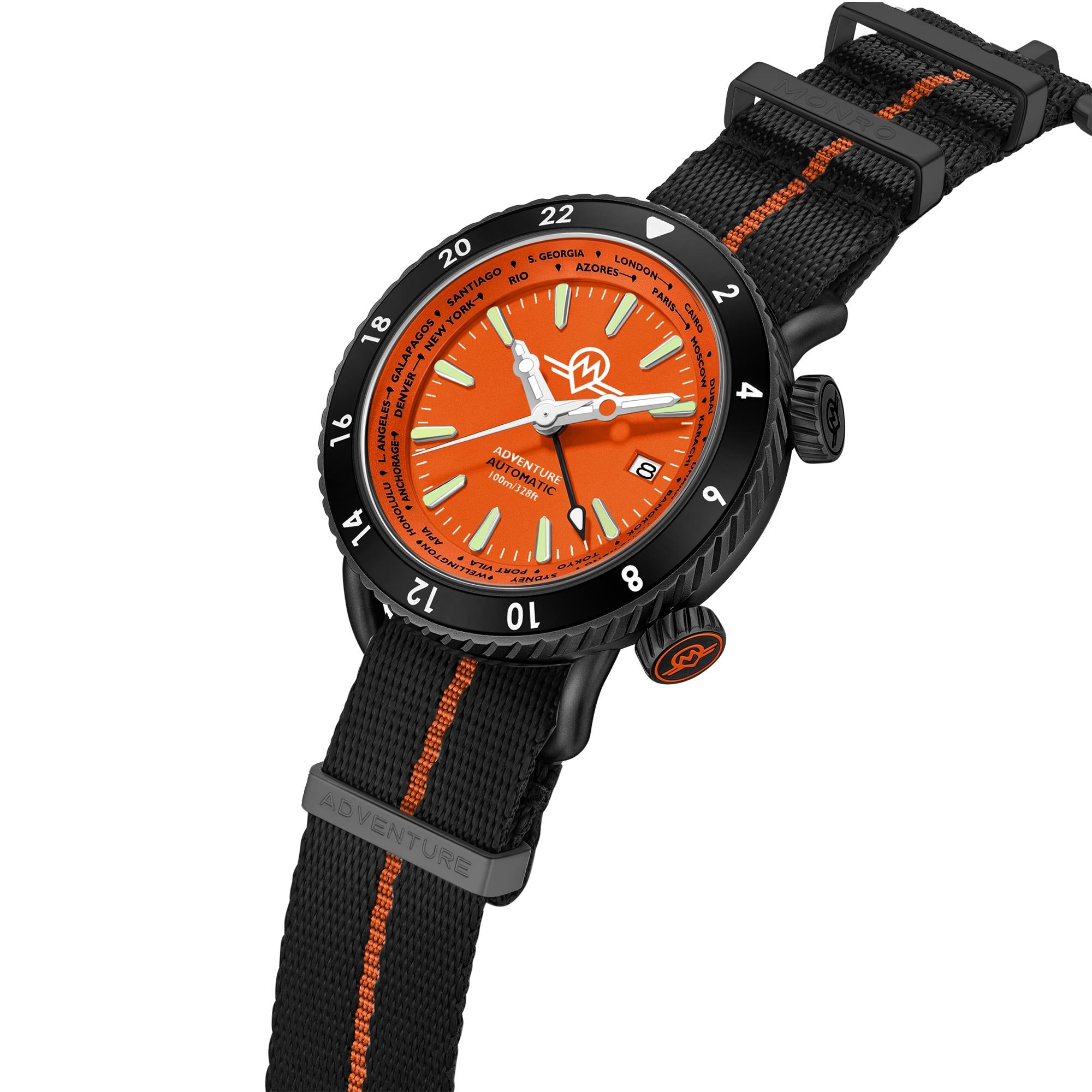 Monro Adventure Night Fire Orange Dial Automatic Men's Watch MA-7