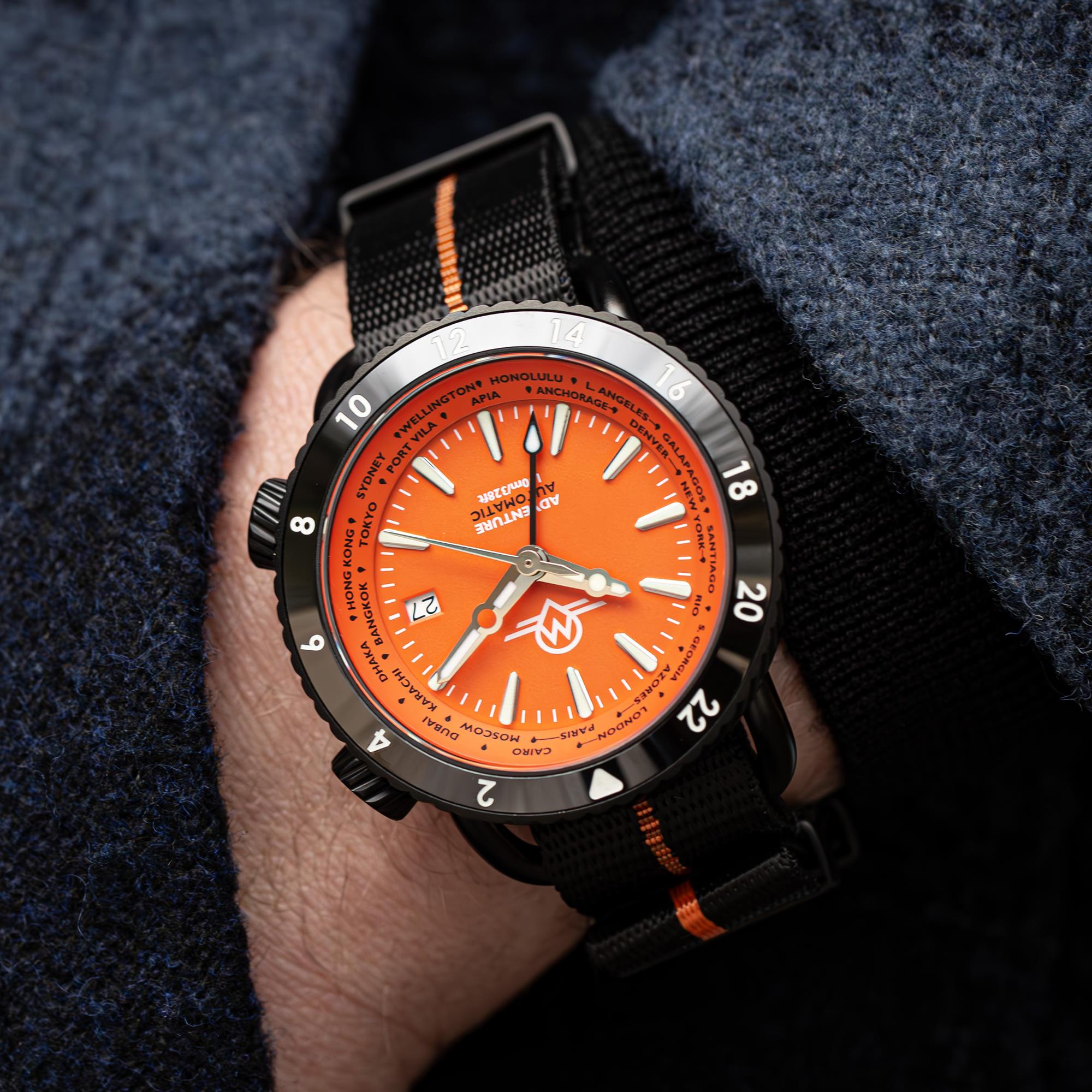 Monro Adventure Night Fire Orange Dial Automatic Men's Watch MA-7