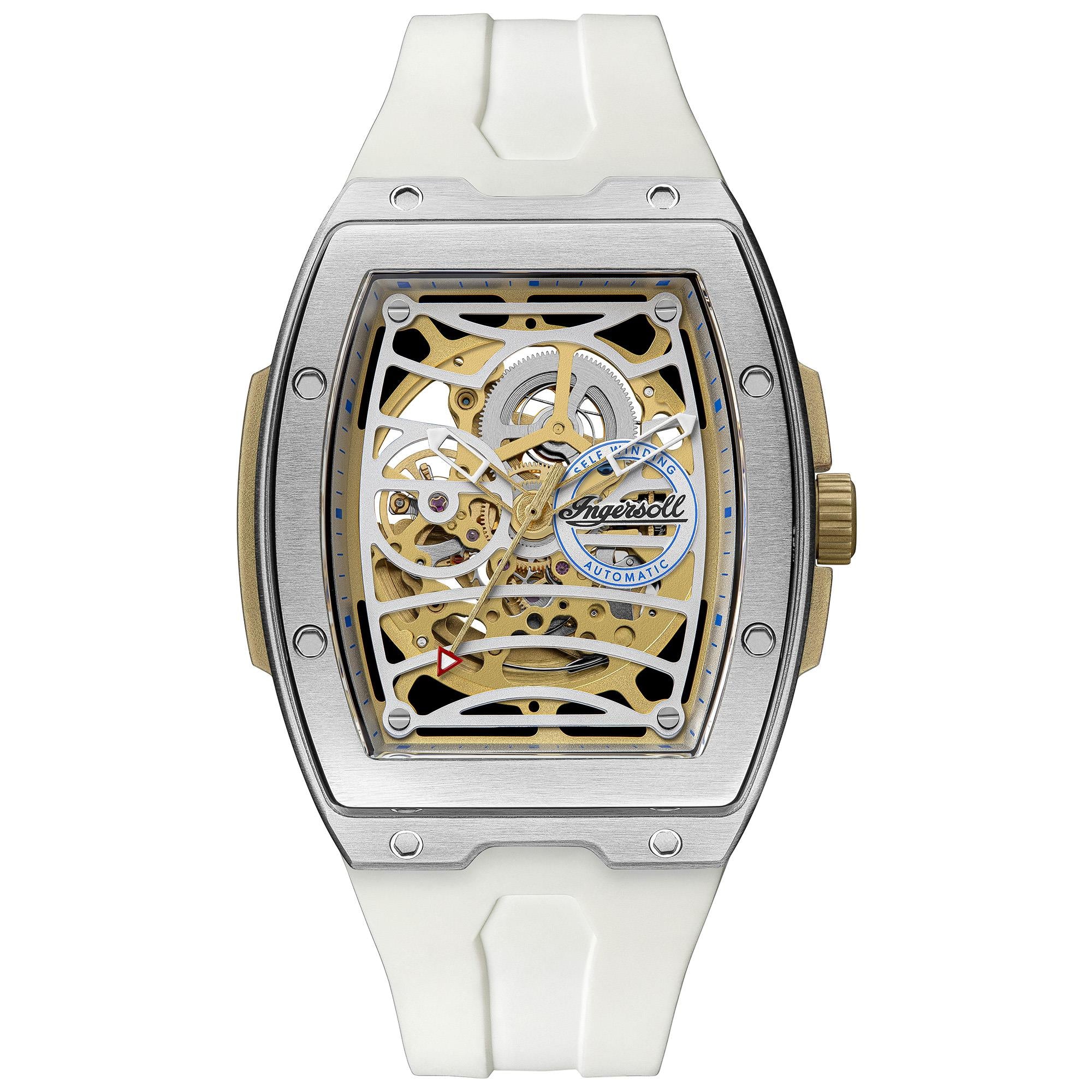 Ingersoll The Challenger Automatic White Dial White PU Strap Men's Watch I12309
