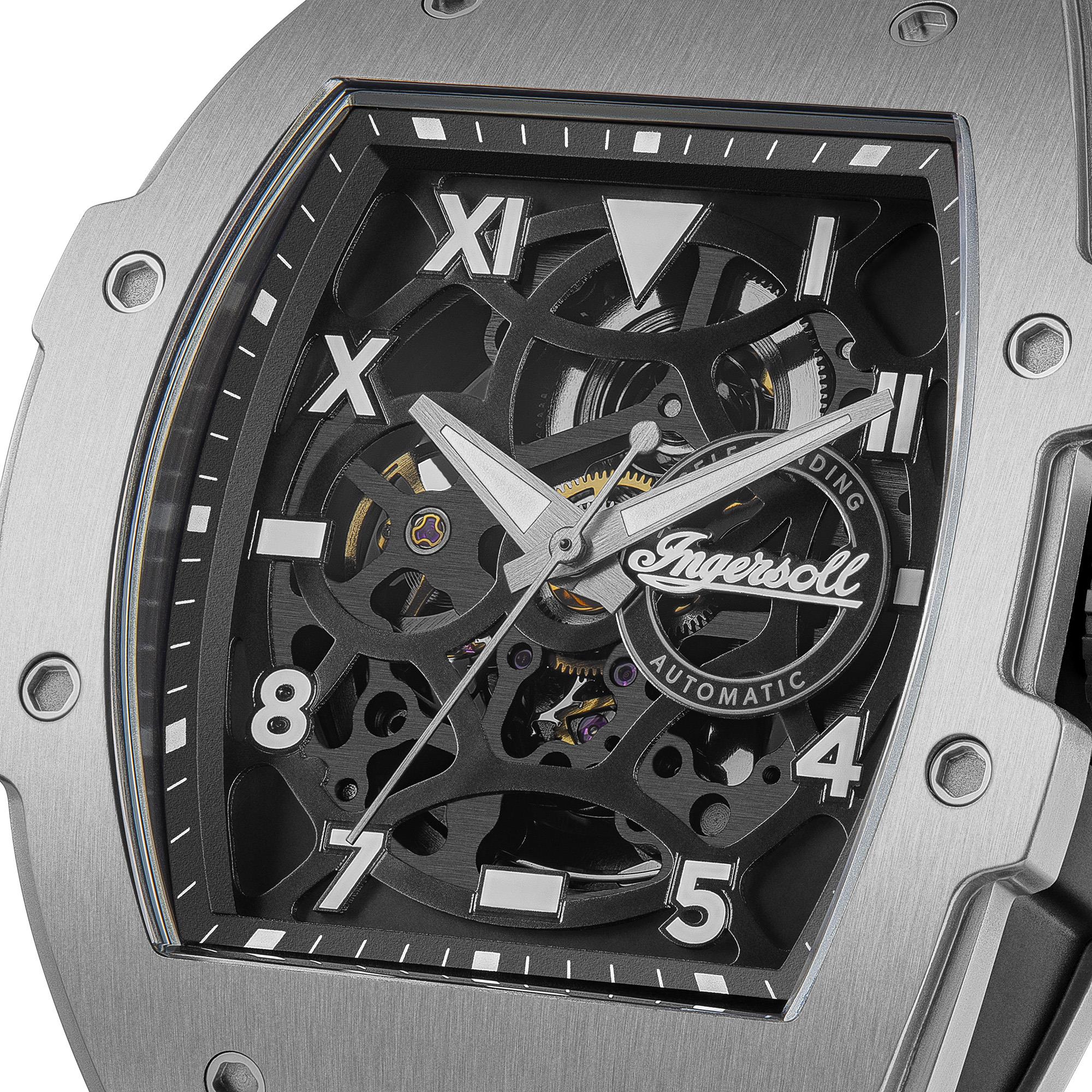 Ingersoll 1892 The Play Automatic Men's Watch with Black Skeleton Dial and Black PU Strap  - I15301