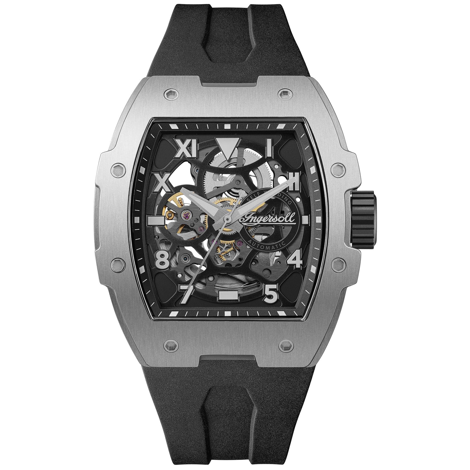 Ingersoll 1892 The Play Automatic Men's Watch with Black Skeleton Dial and Black PU Strap  - I15301
