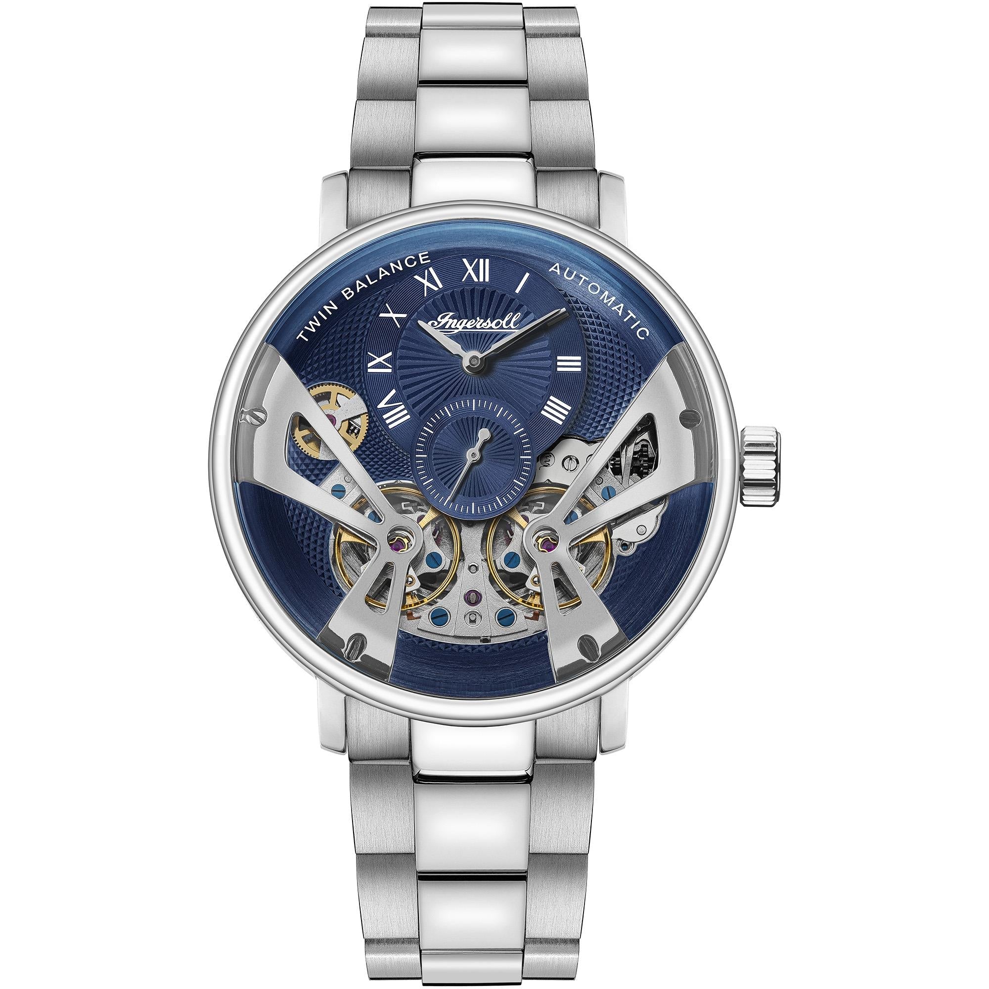 Ingersoll 1892 The Tennessee Automatic Men's Watch with Blue Dial and Stainless Steel Bracelet - I13104