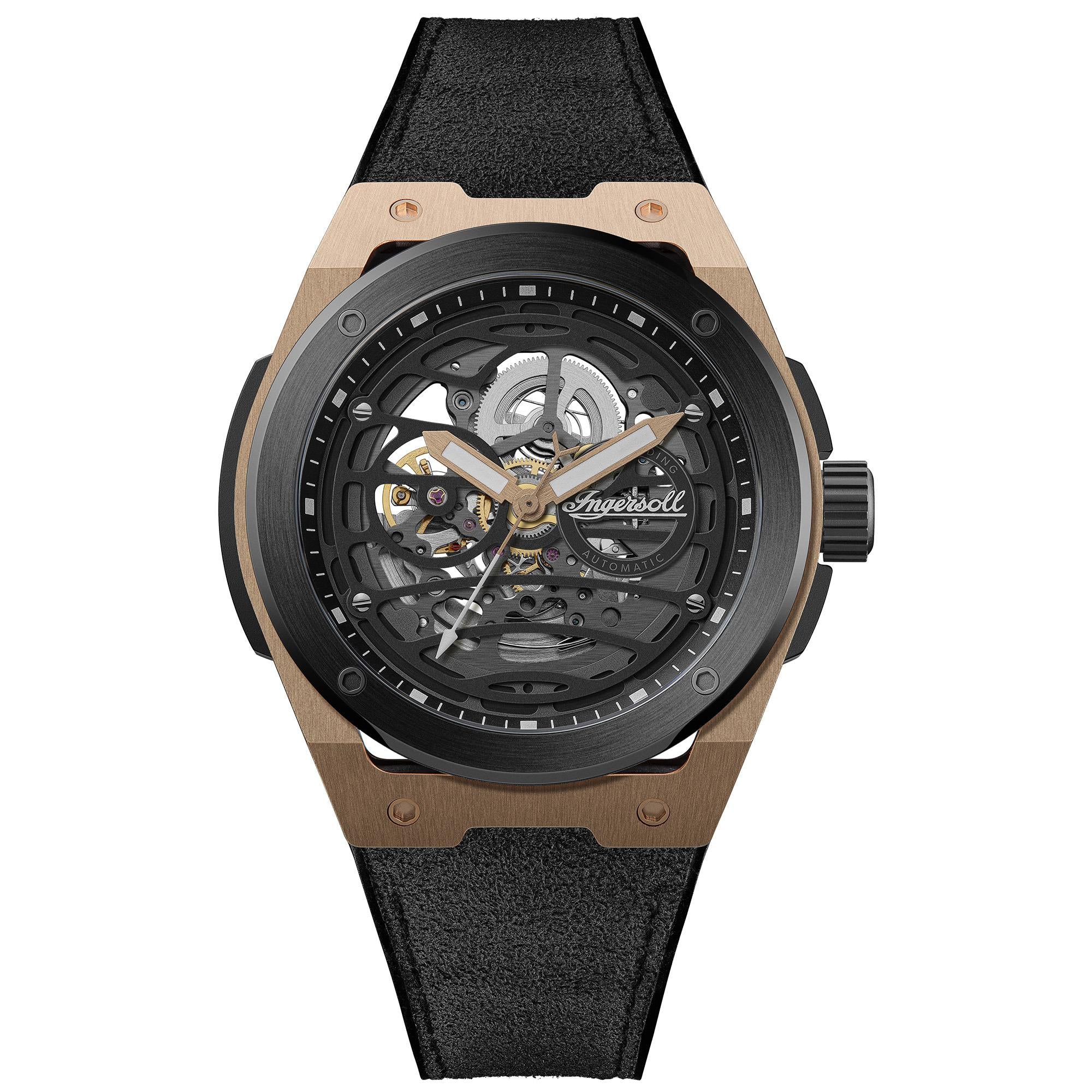 Ingersoll 1892 The Springfield Automatic Men's Watch with Black Dial and Black PU Strap - I15202