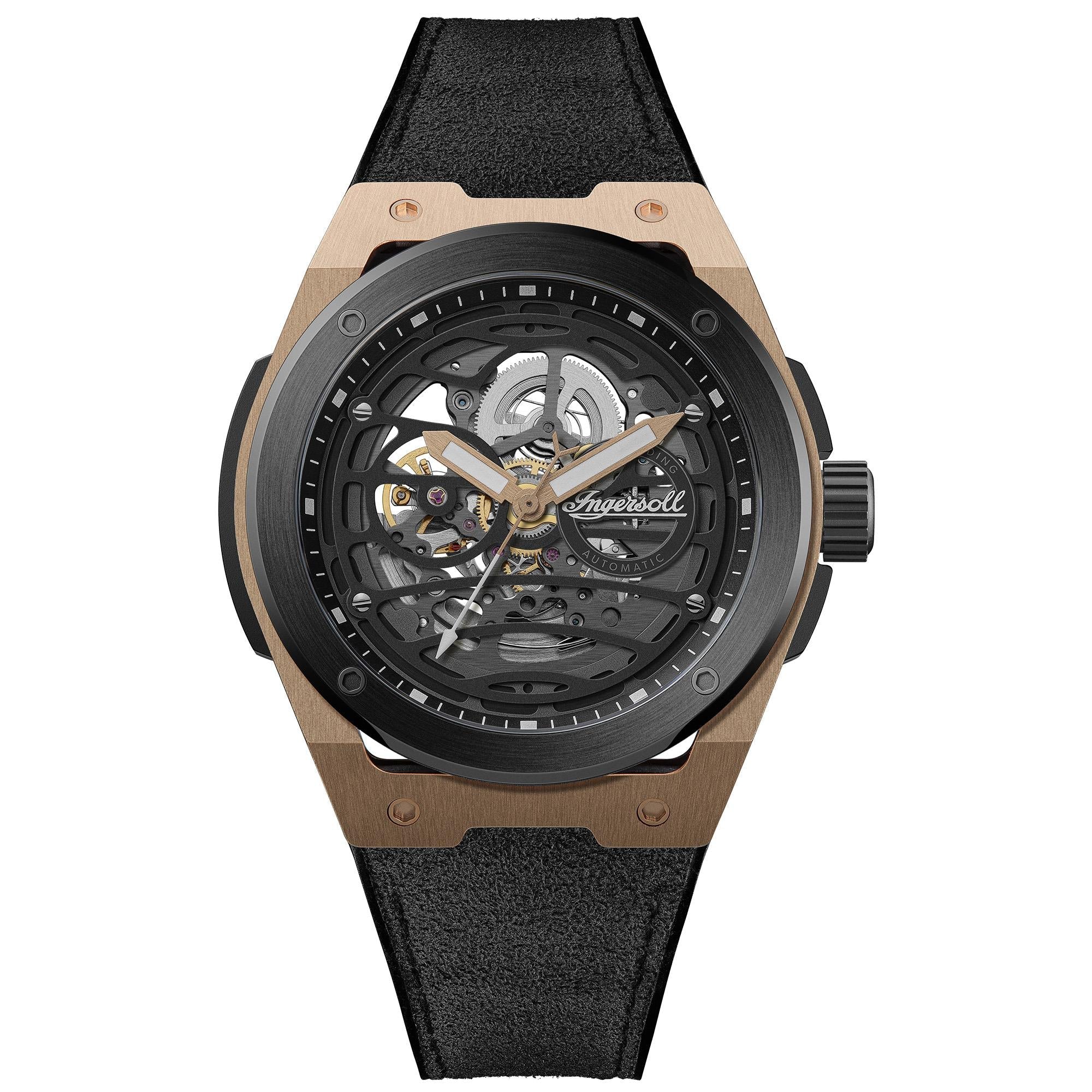 Ingersoll 1892 The Springfield Automatic Men's Watch with Black Dial and Black PU Strap - I15202