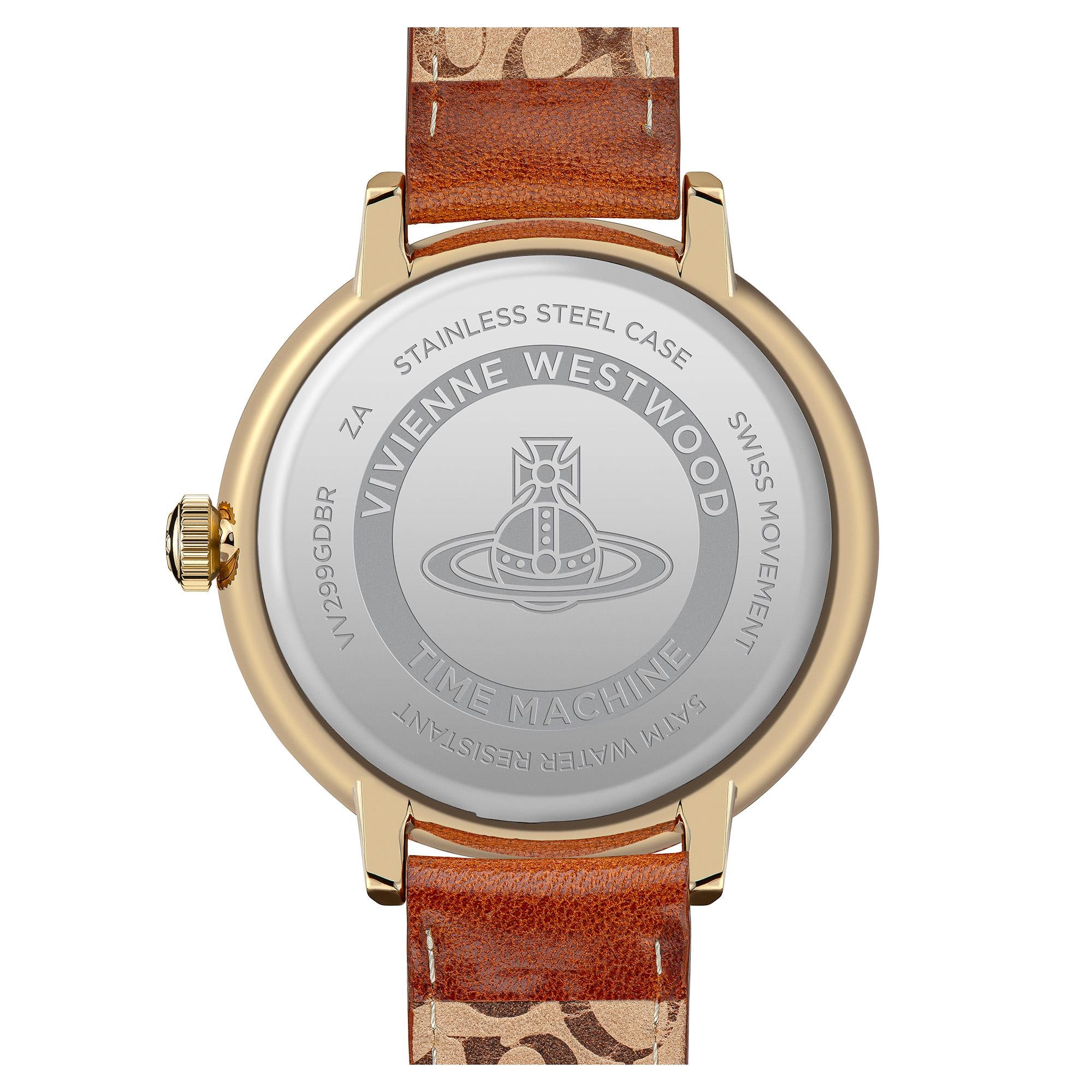 Vivienne Westwood Cavendish Quartz Gold Dial Leather Strap Ladies Watch VV299GDBR