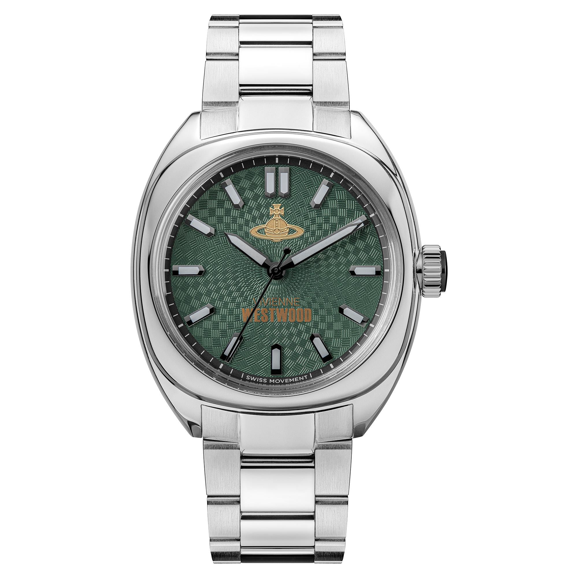 Vivienne Westwood Redbridge Quartz Green Dial Steel Strap Men's Watch VV300GRSL