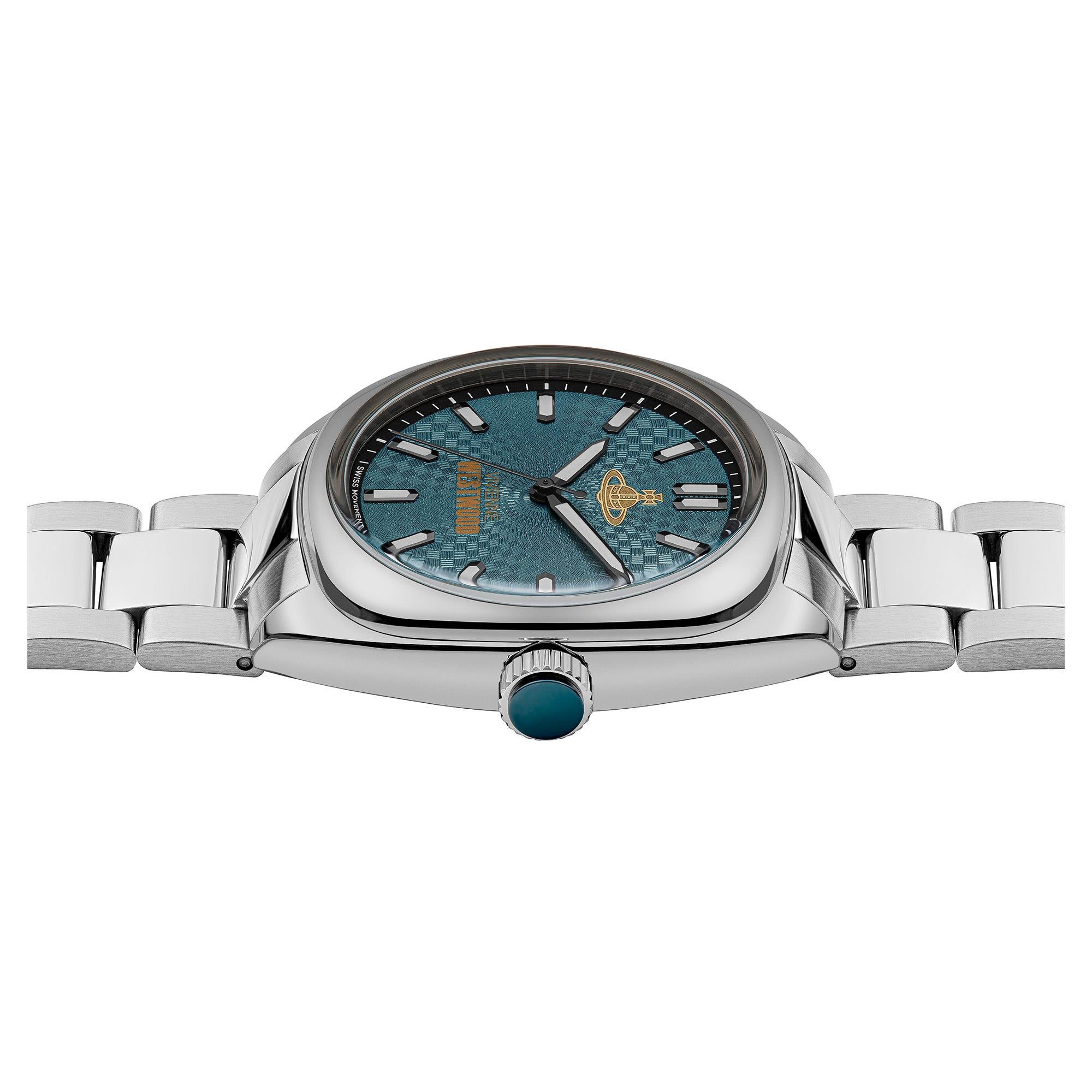 Vivienne Westwood Redbridge Quartz Blue Teal Dial Steel Strap Men’s Watch VV300TESL