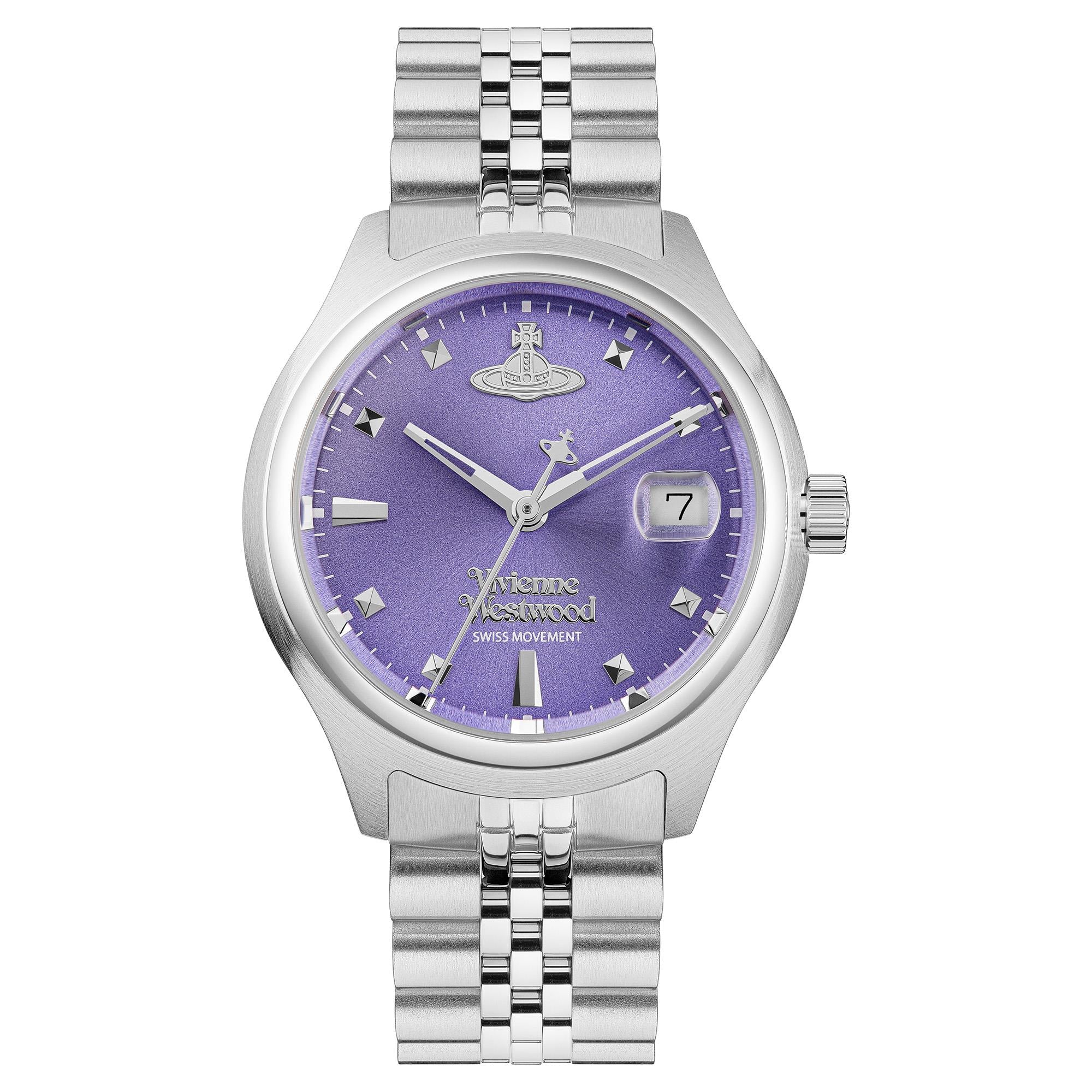 Vivienne Westwood Little Camberwell Quartz Purple Dial Steel Strap Women's Watch VV311PPSL