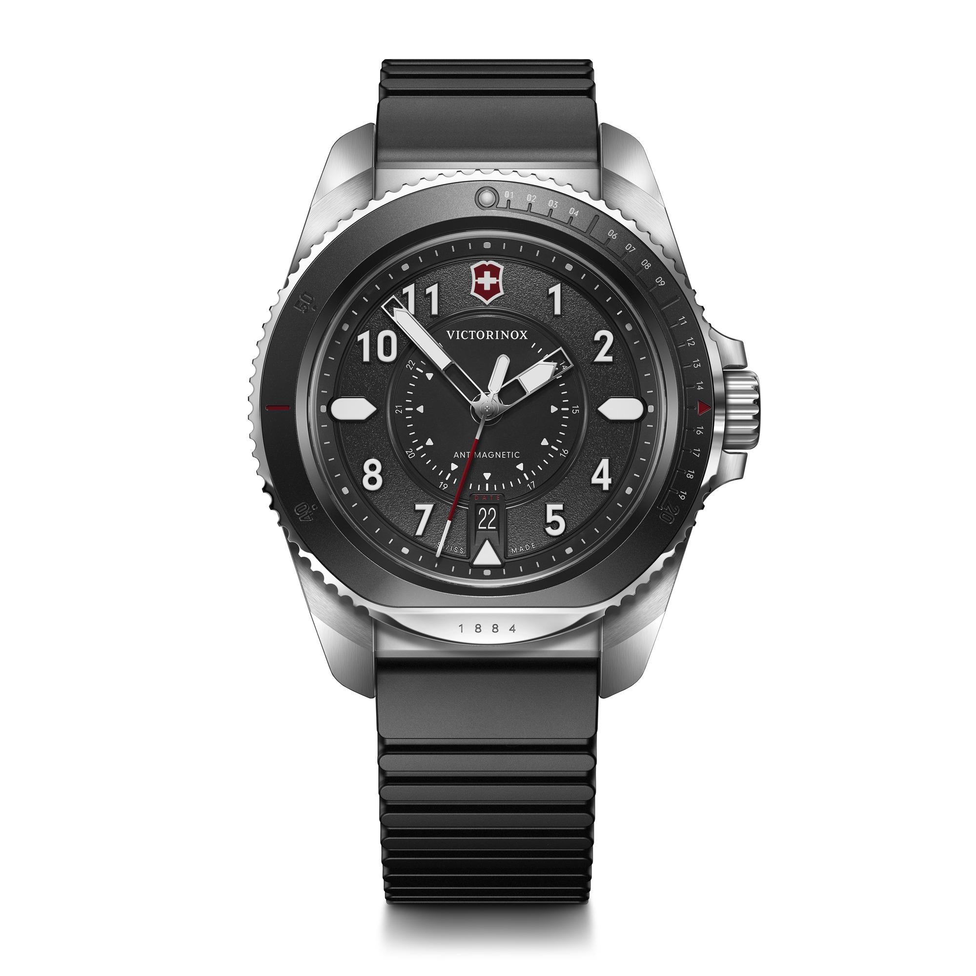 Victorinox Journey 1884 Black Dial Quartz Watch with Black Silicone & Brown Leather Strap Set 241976.1