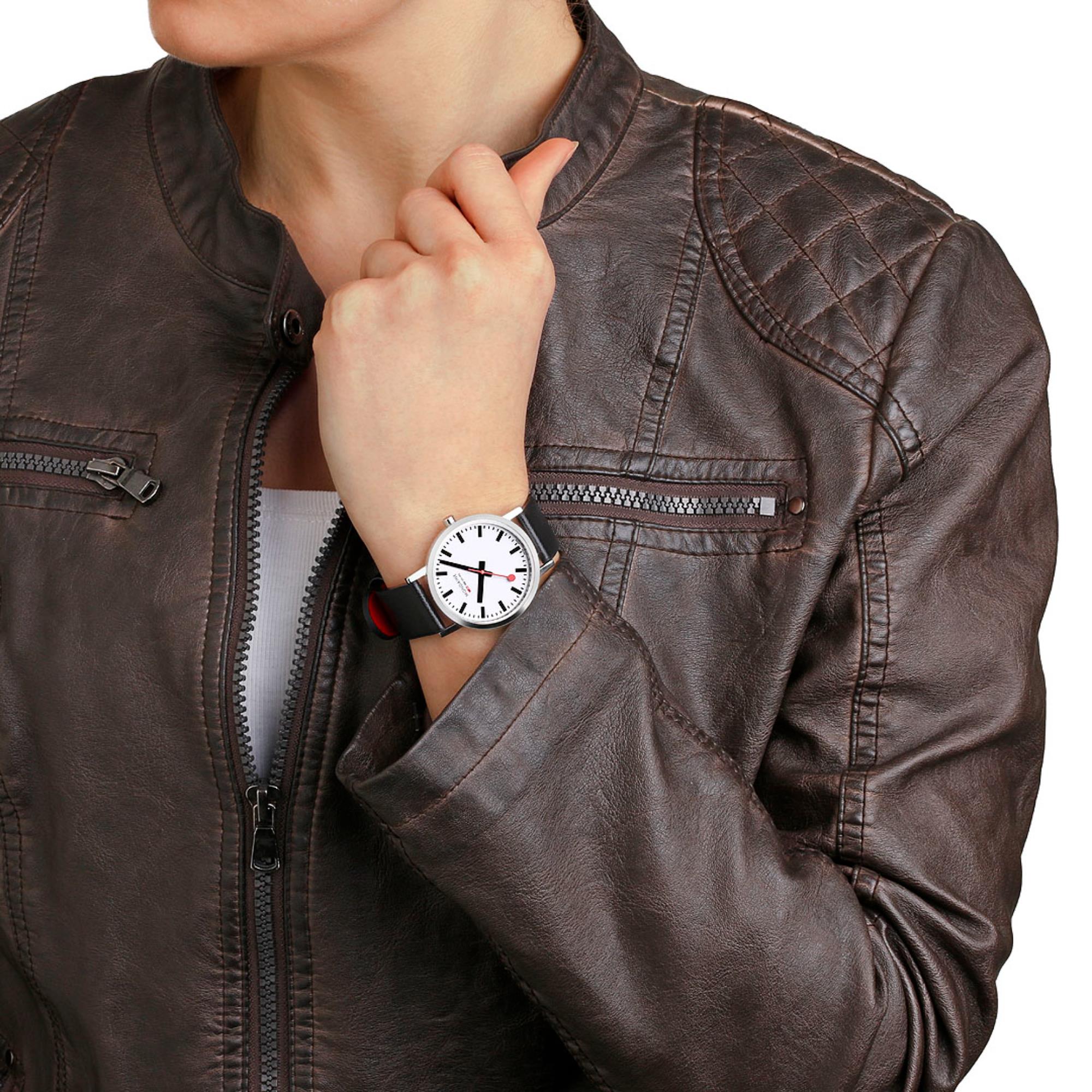 Mondaine Classic White Dial Black Vegan Leather Strap Unisex Watch A660.30314.11SBBV