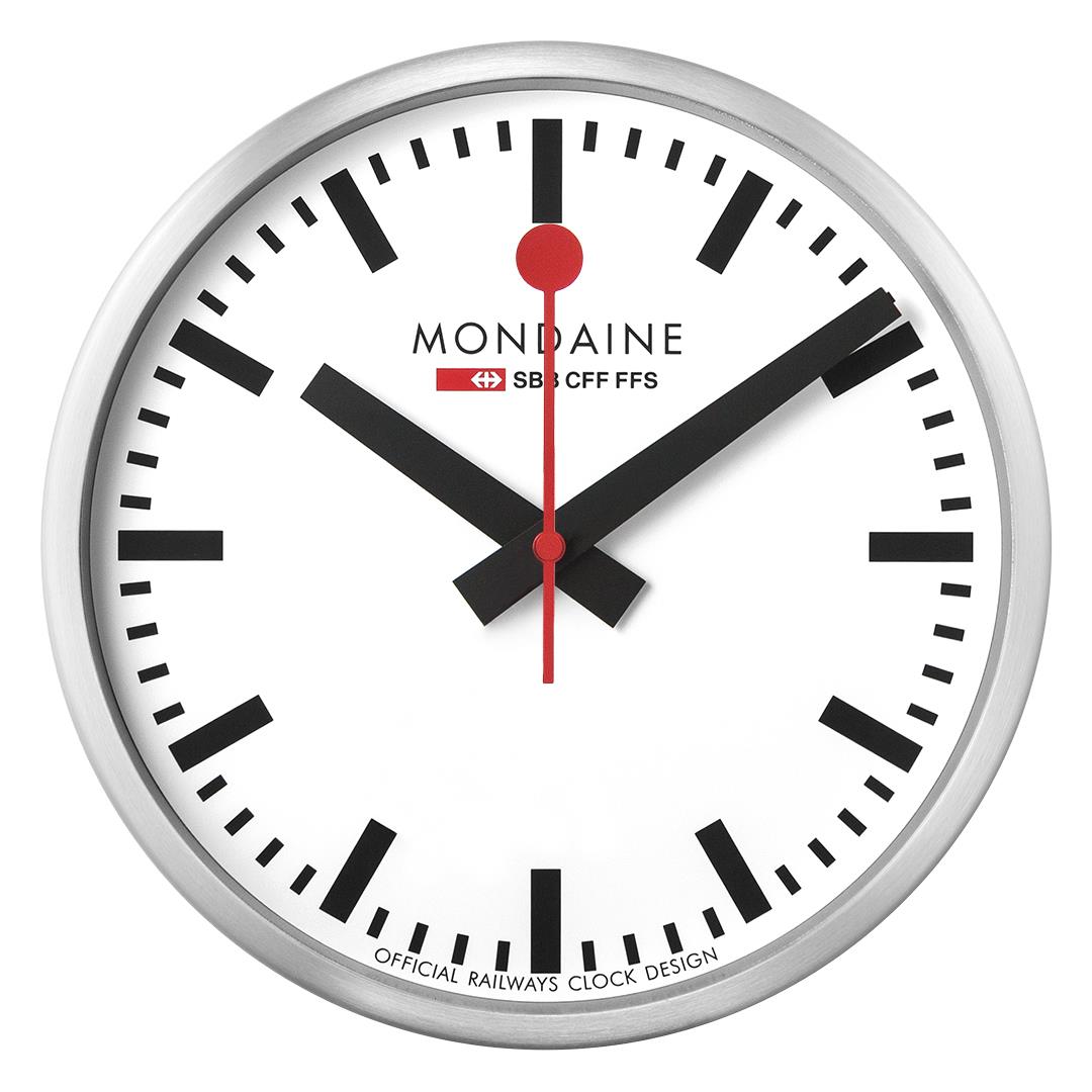 Mondaine stop2go 25cm Aluminium Case Wi-Fi White Dial Wall Clock MSM.25S11