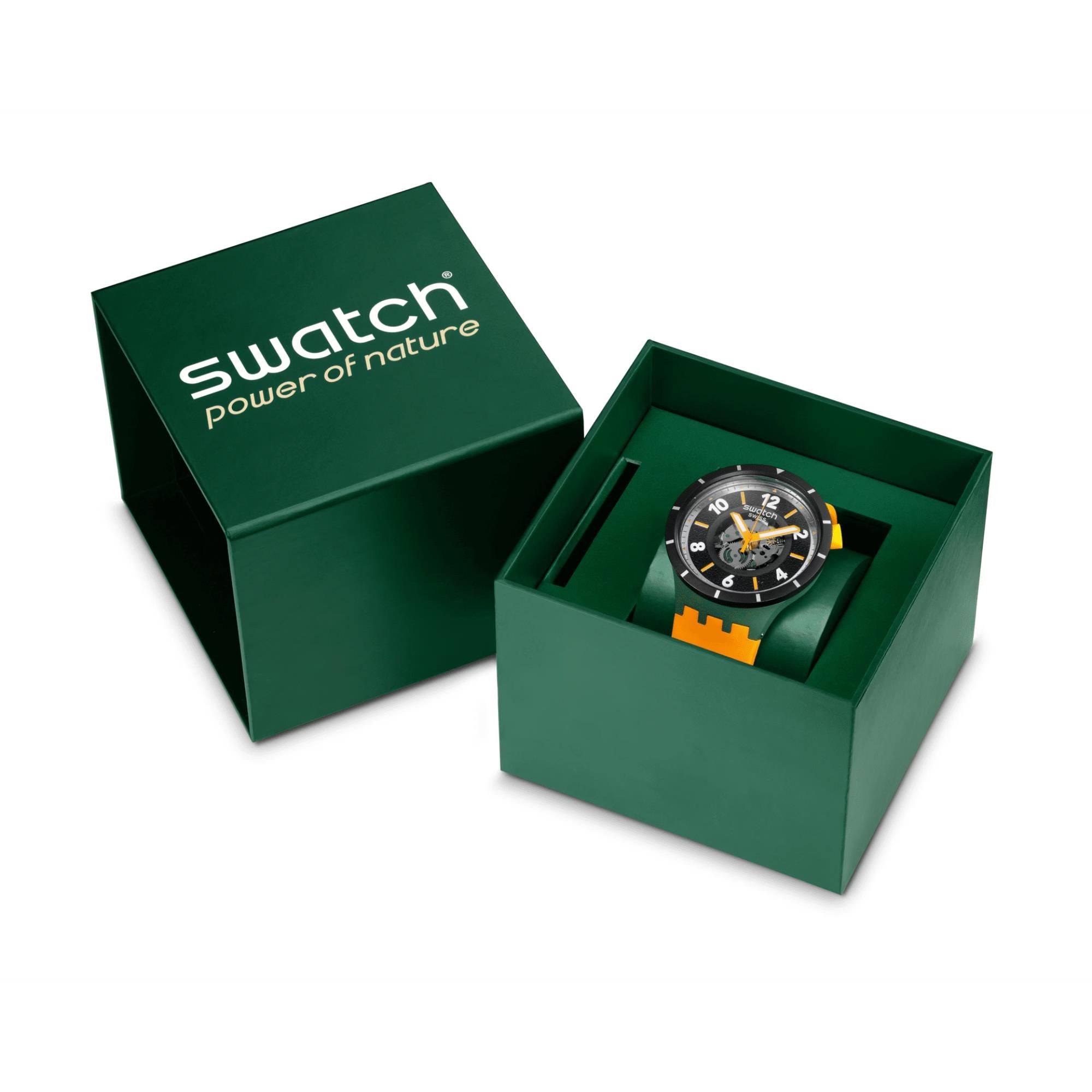 Swatch Big Bold Fall-Iage Black Dial Silicone Strap Unisex Watch SB03G107
