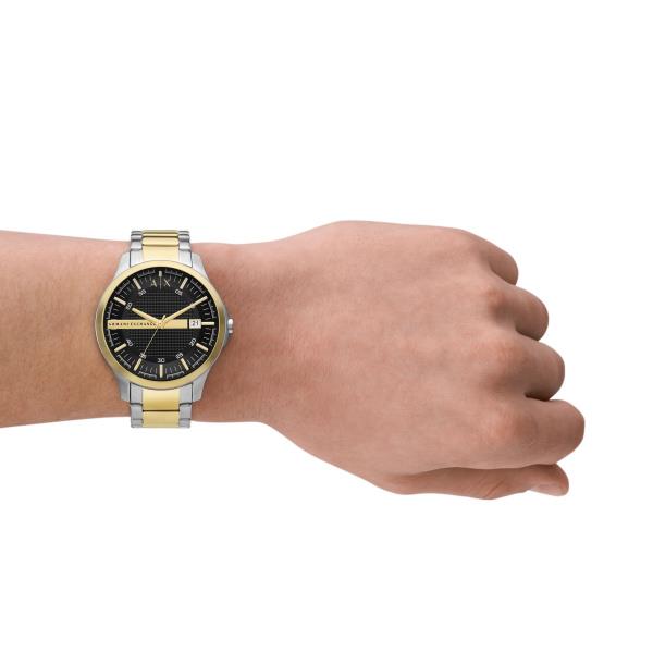 Armani Exchange Hampton Quartz Two-Tone Stainless Steel Black Dial Men's Watch AX2453