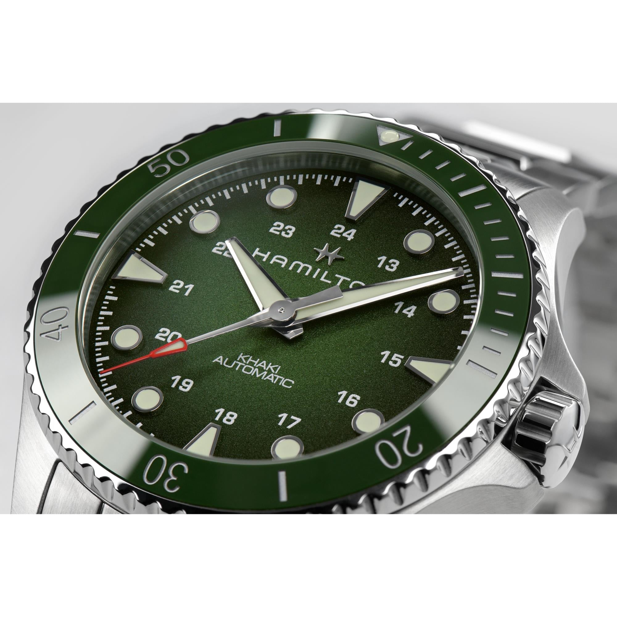 Hamilton Khaki Navy Scuba Automatic Green Dial Stainless Steel Bracelet Men's Watch H82525160