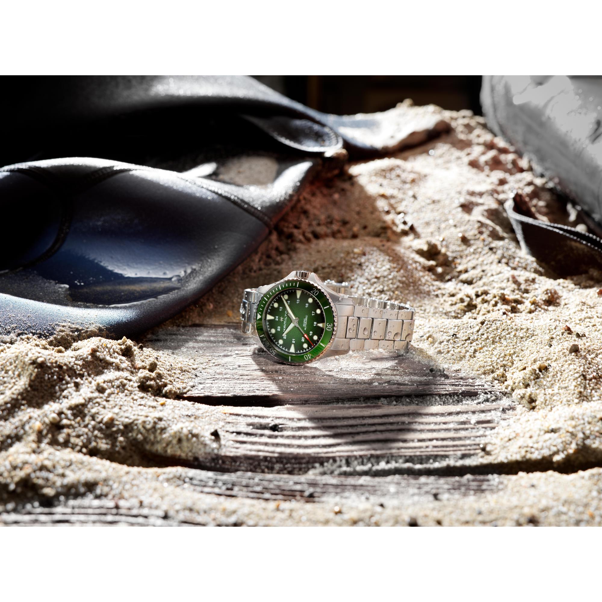 Hamilton Khaki Navy Scuba Automatic Green Dial Steel Strap Men's Watch H82525160