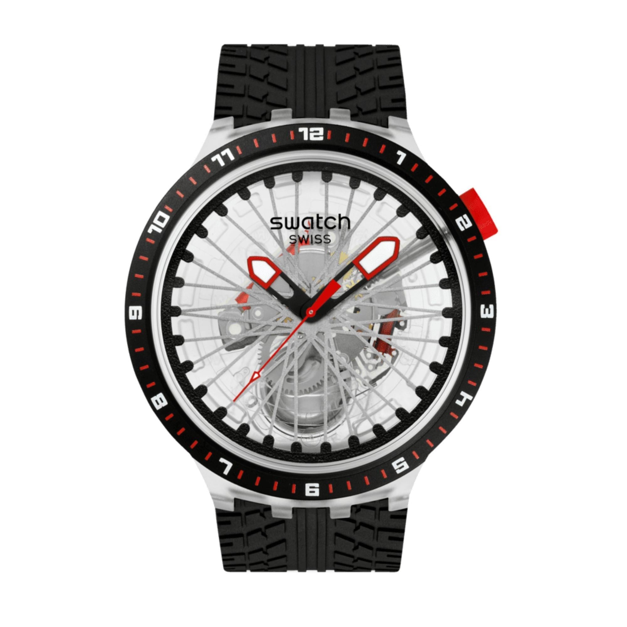 Swatch THE PILGRIM - TREAD ON IT Transparent Dial Silicone Strap Watch SB05K103