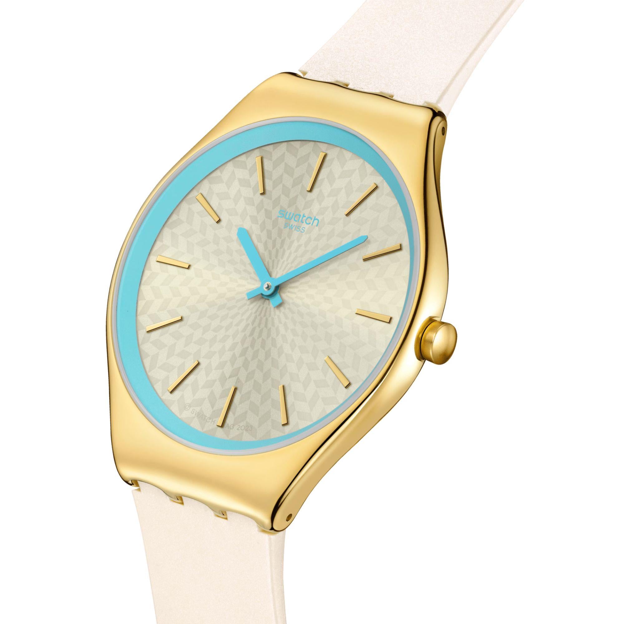 Swatch COCO HO BLU Ivory Dial Silicone Strap Watch SYXG127