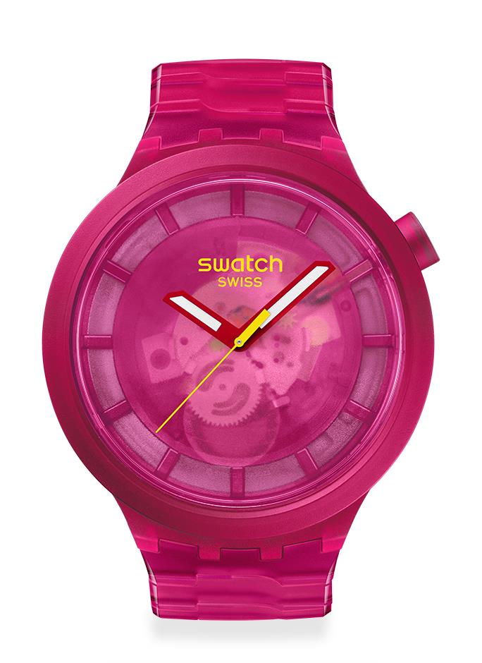 Swatch PINK JOY Pink Dial Pink Bio-Sourced Material Strap Unisex Watch SB05P102