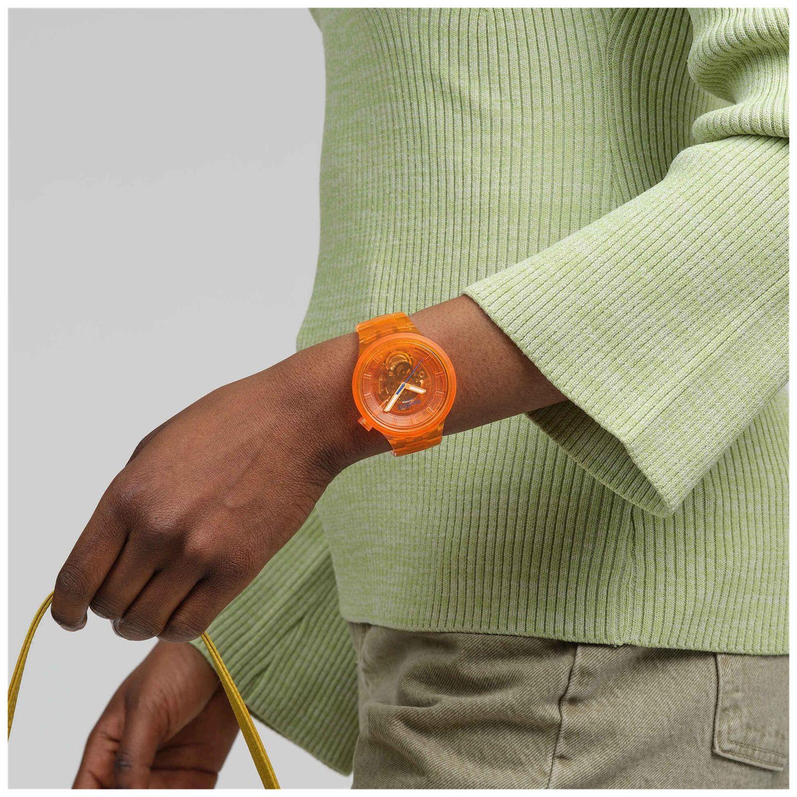 Swatch ORANGE JOY Orange Dial Orange Bio-Sourced Material Strap Unisex Watch SB05O103