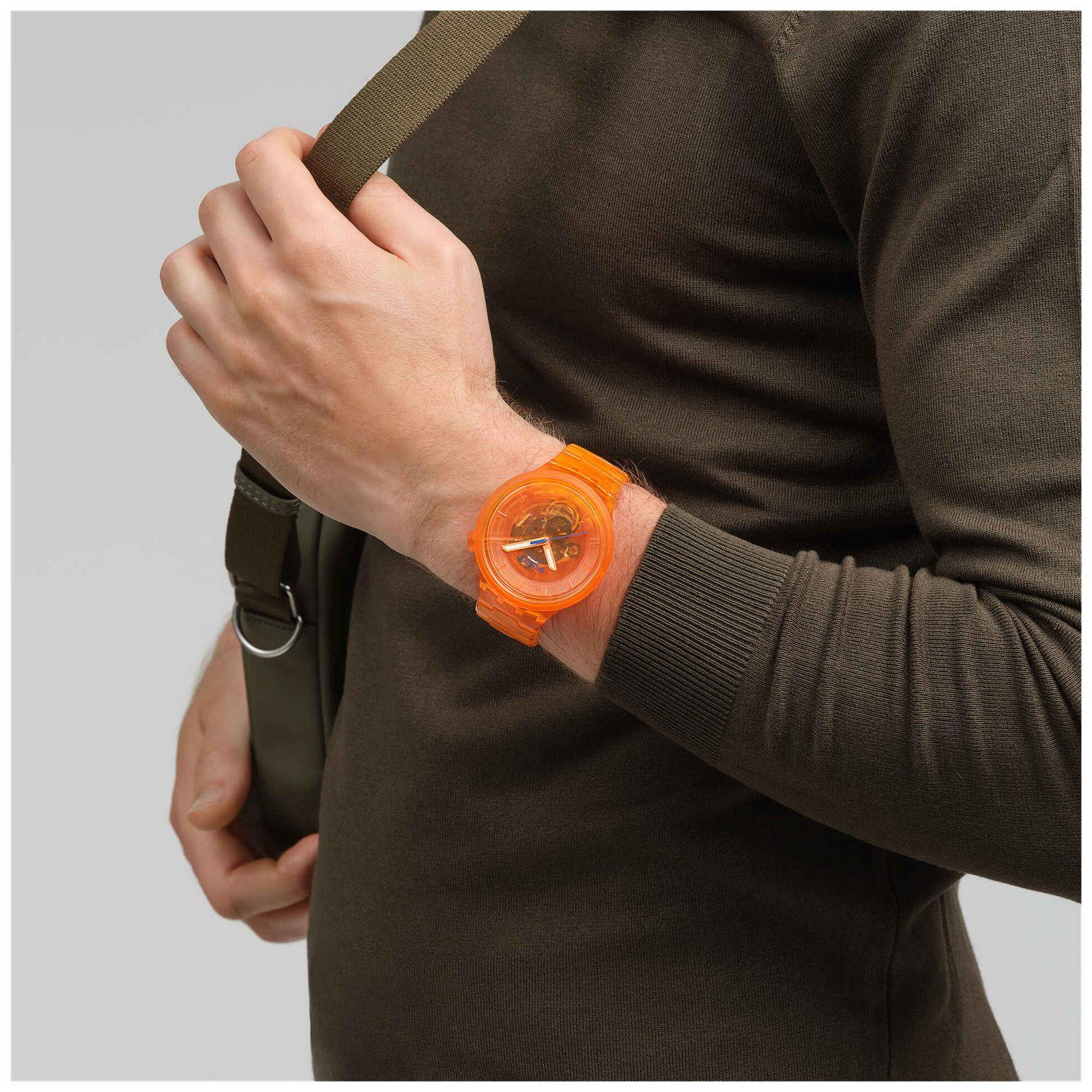 Swatch ORANGE JOY Orange Dial Orange Bio-Sourced Material Strap Unisex Watch SB05O103