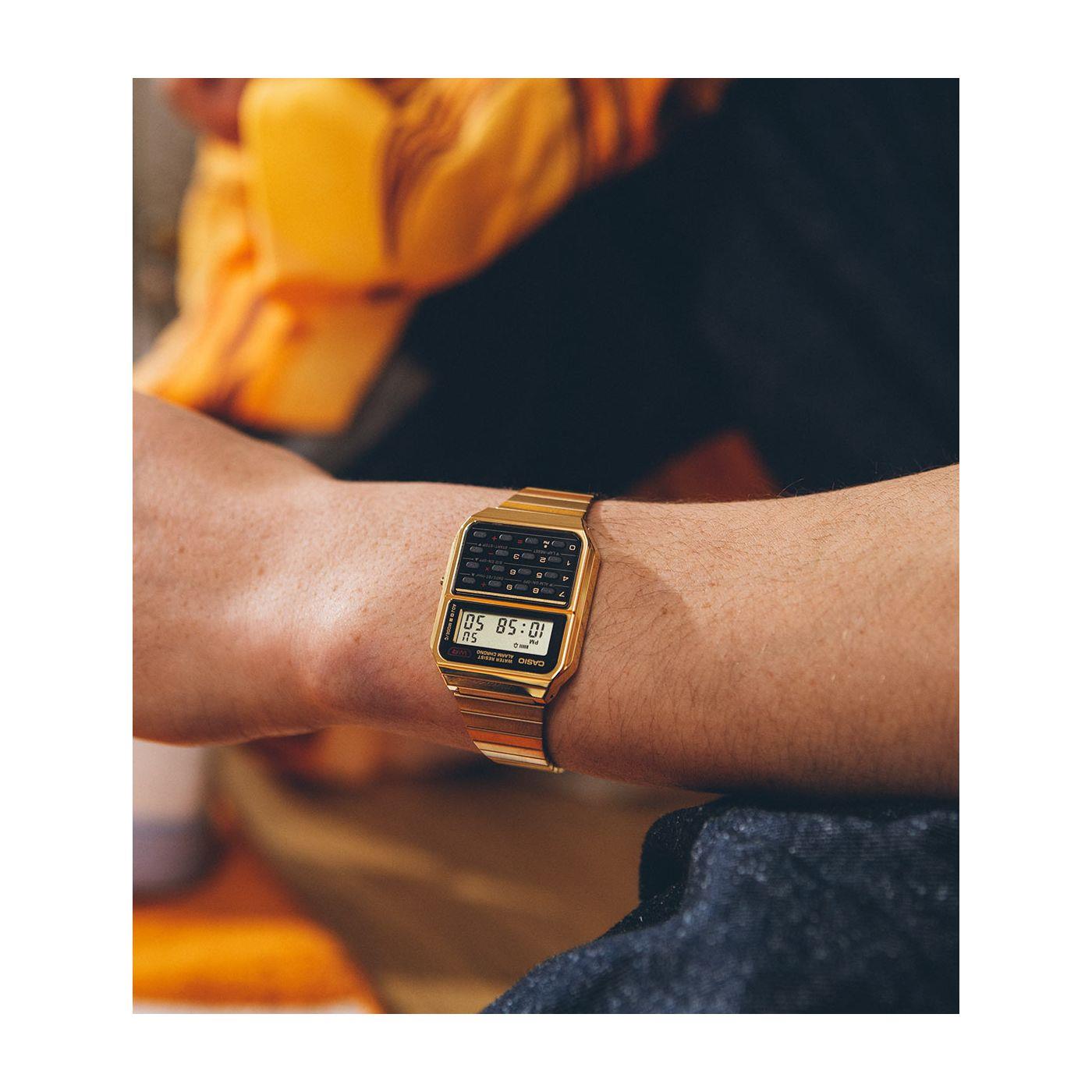 Casio Vintage Digital Calculator Gold Tone Steel Strap Quartz Unisex Watch CA-500WEG-1AEF