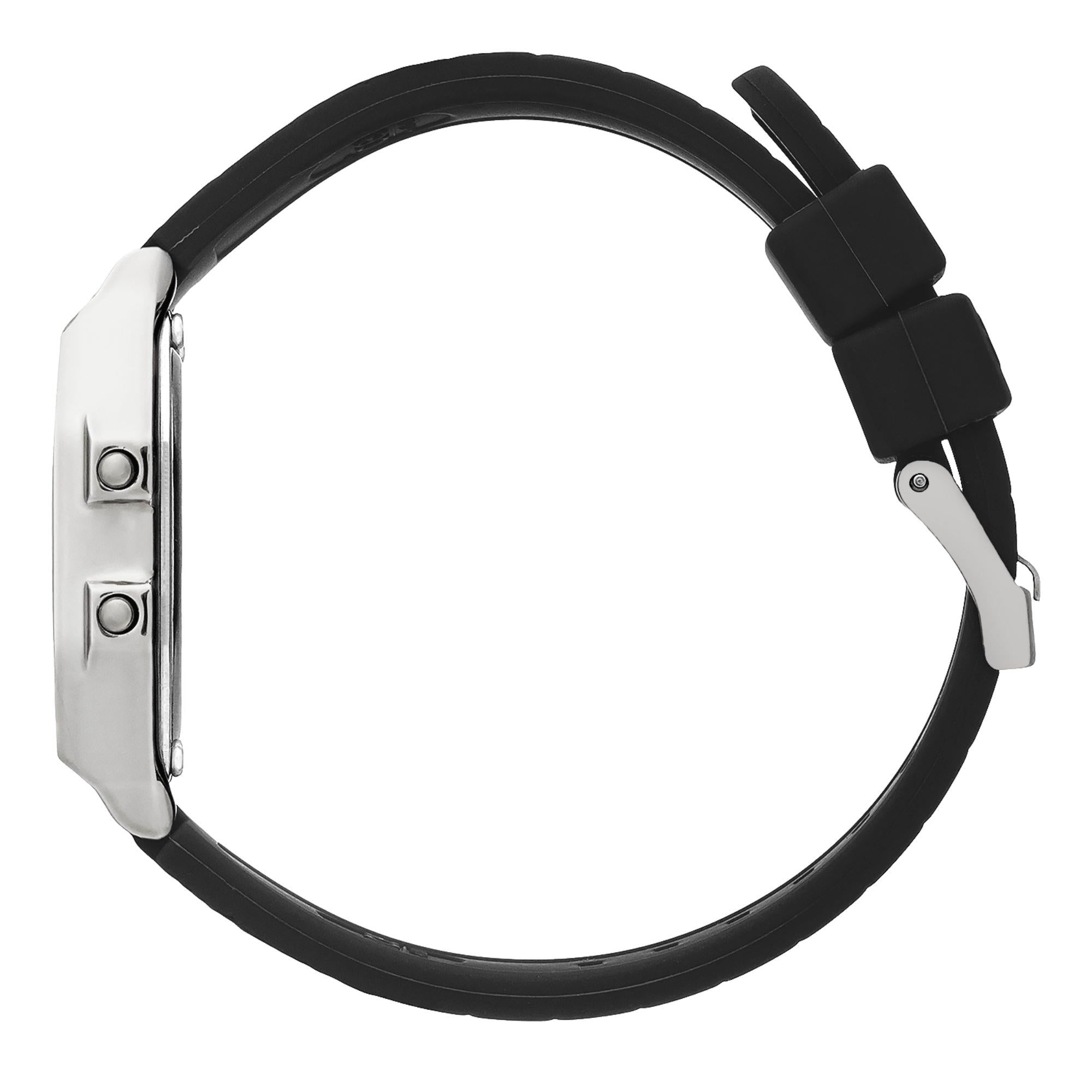 ICE Watch ICE Digit Retro Black Silver Dial Silicone Strap Watch 022063