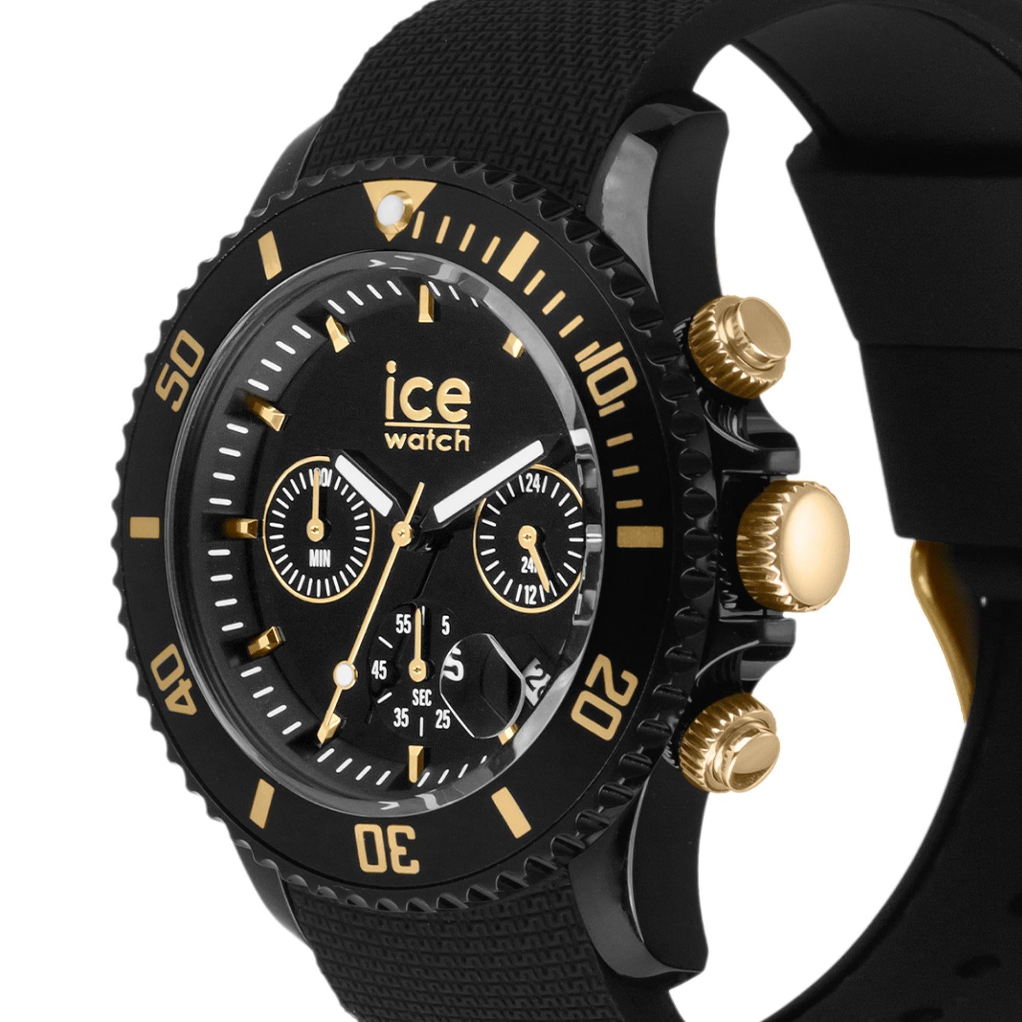 ICE Watch ICE Chrono Dark Black Gold Dial Silicone Strap Watch 021602