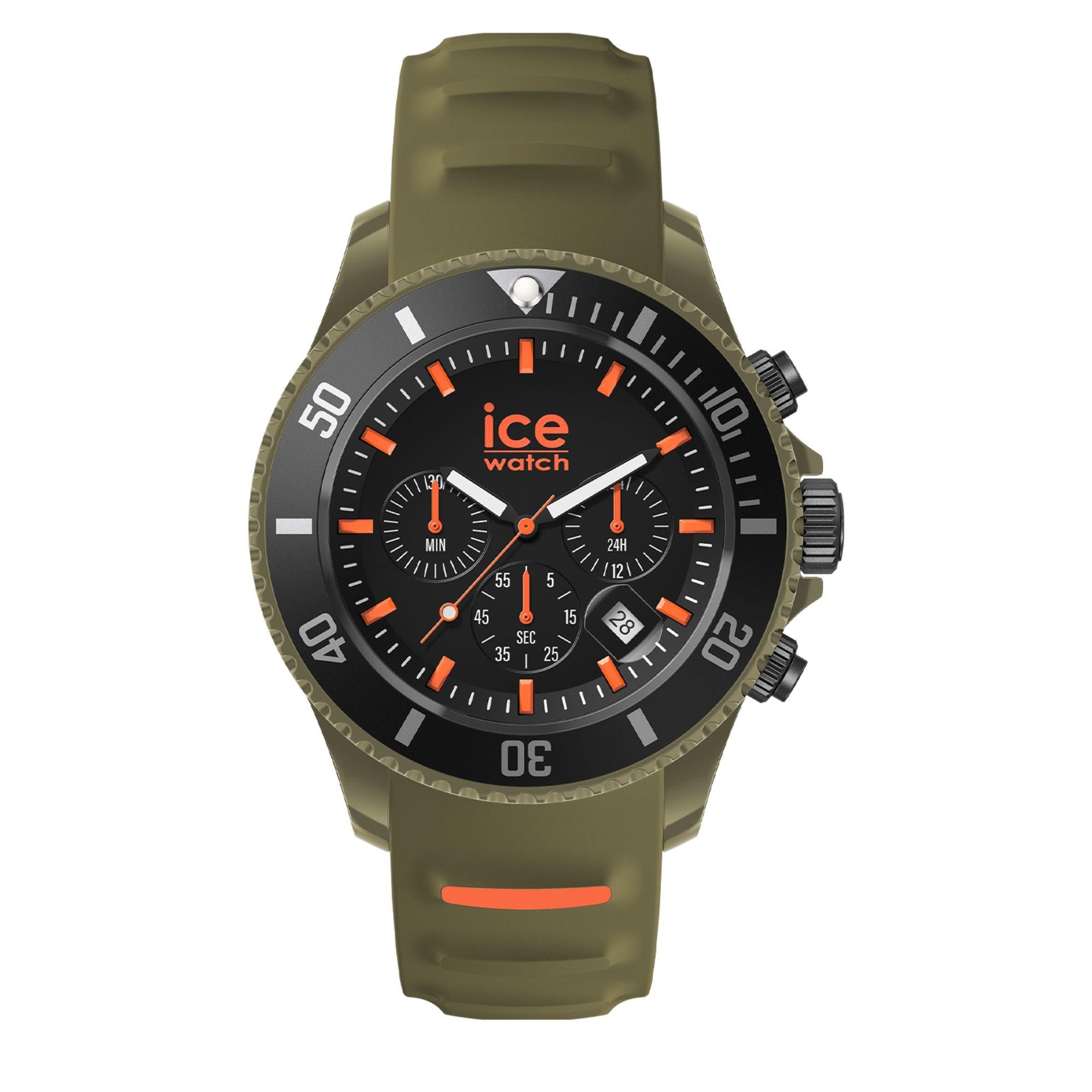 ICE Watch ICE Chrono Khaki Orange Dial Silicone Strap Watch 021427