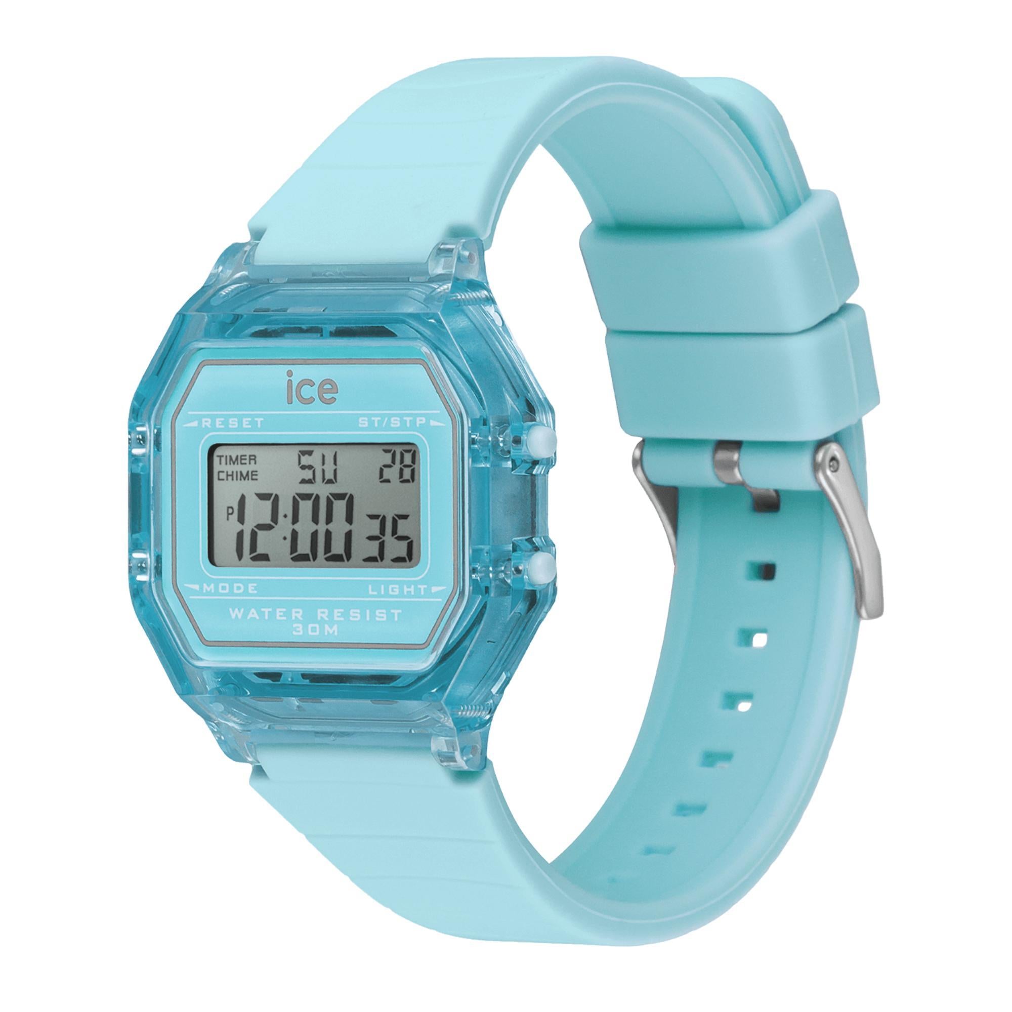 ICE Digit Retro Sky Blue Clear Silicone Strap Digital Men’s Watch 022888