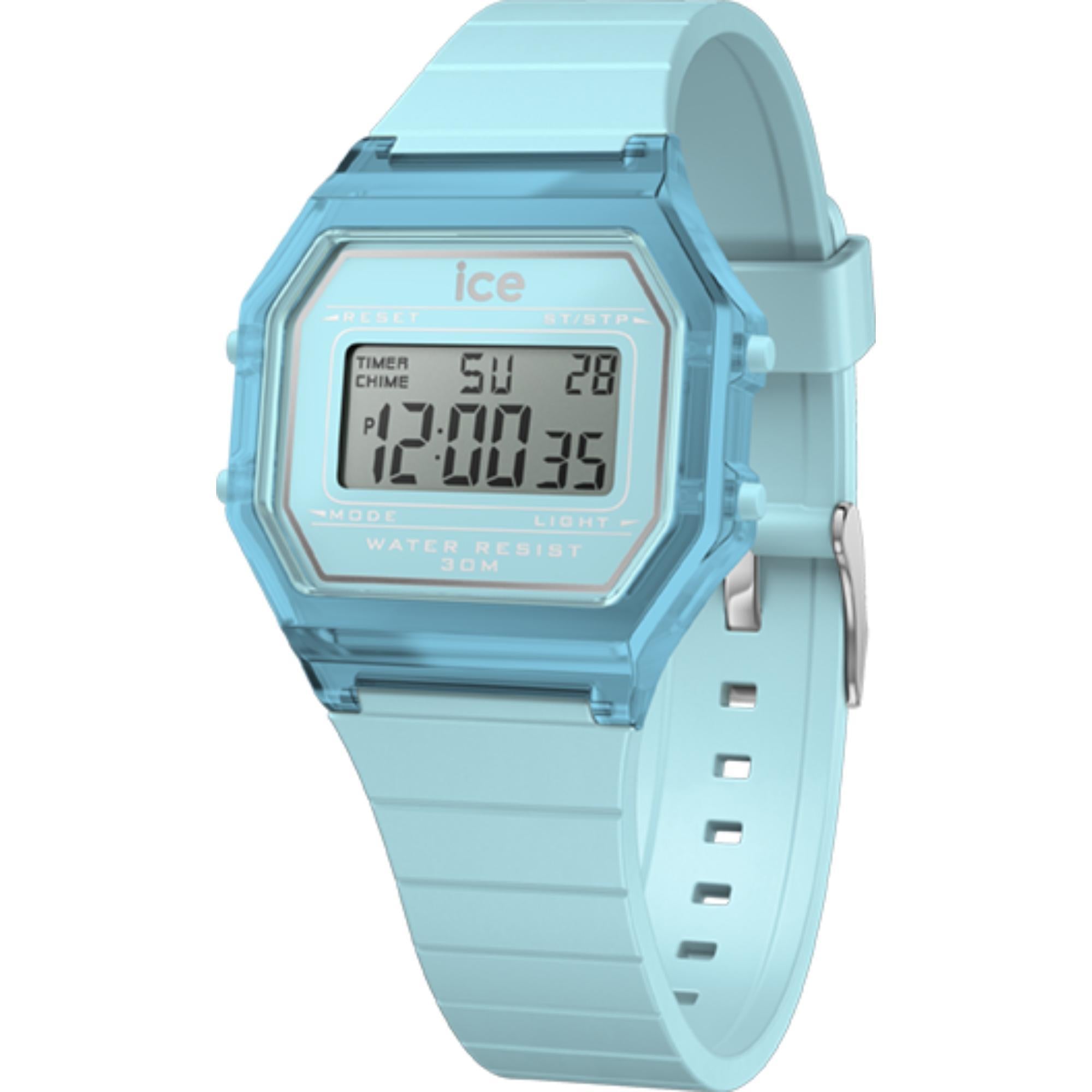 ICE Digit Retro Sky Blue Clear Silicone Strap Digital Men’s Watch 022888
