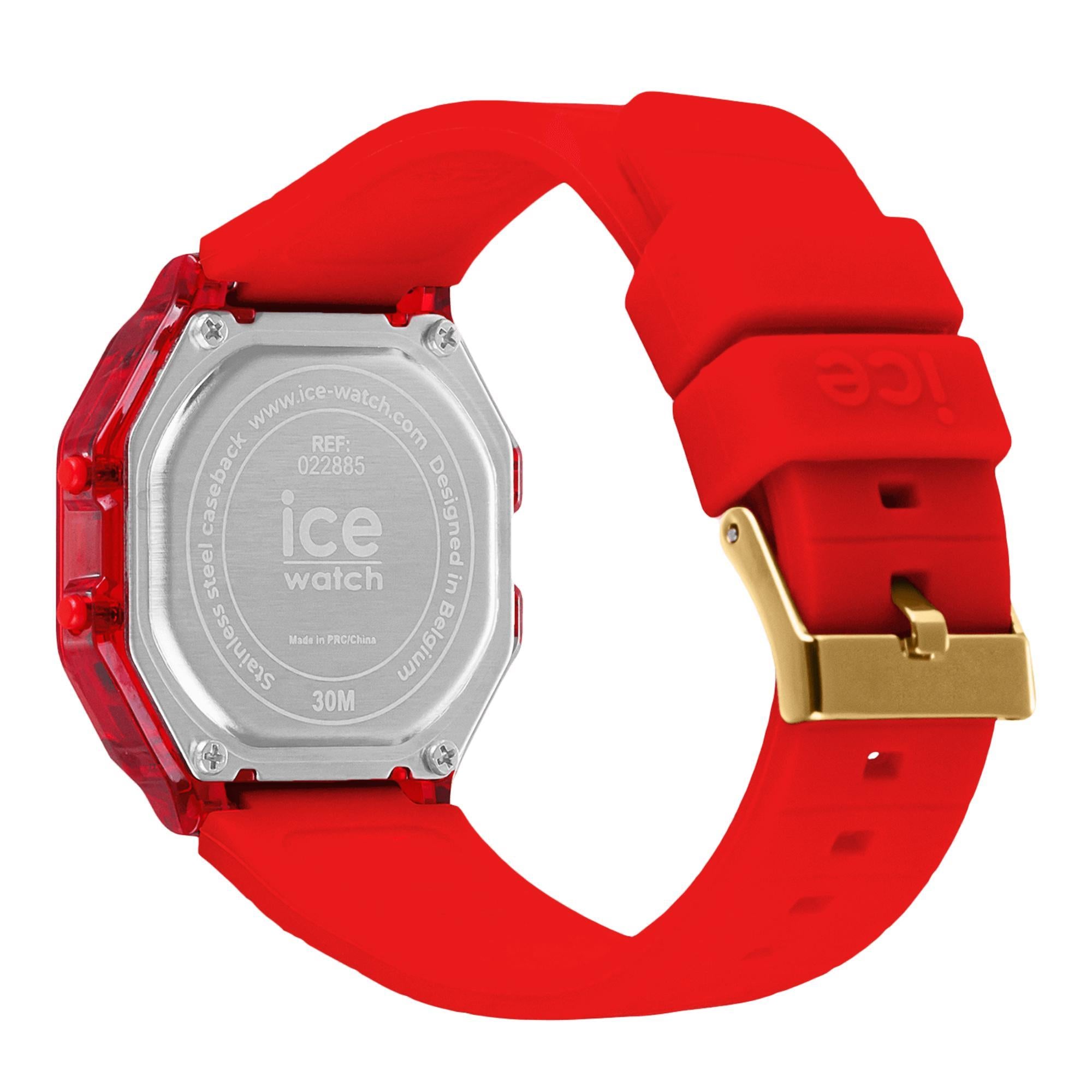 ICE Digit Retro Red Passion Clear Silicone Strap Digital Men’s Watch 022885