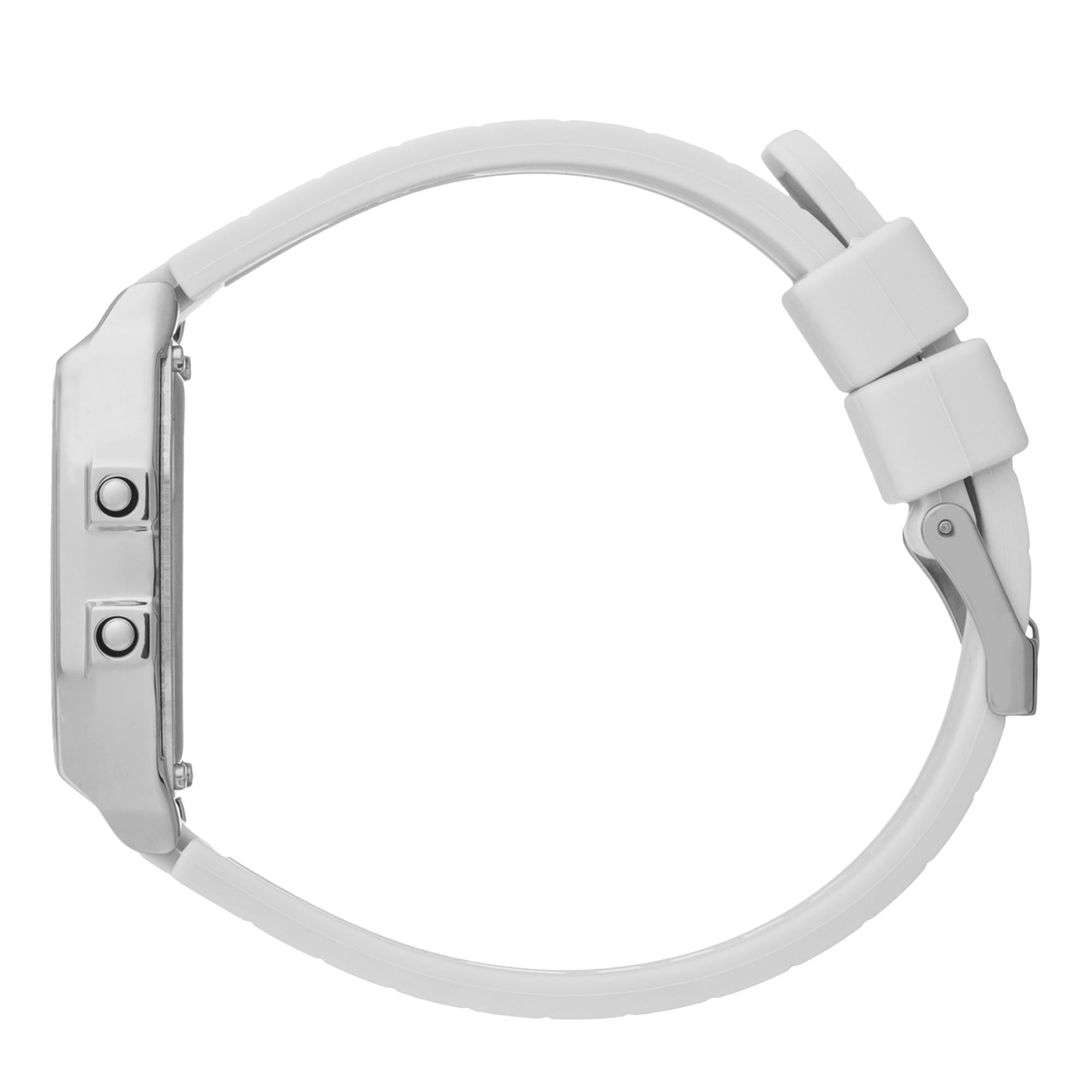 ICE Digit Retro Metal Silver Mirror White Silicone Strap Digital Women's Watch 022734