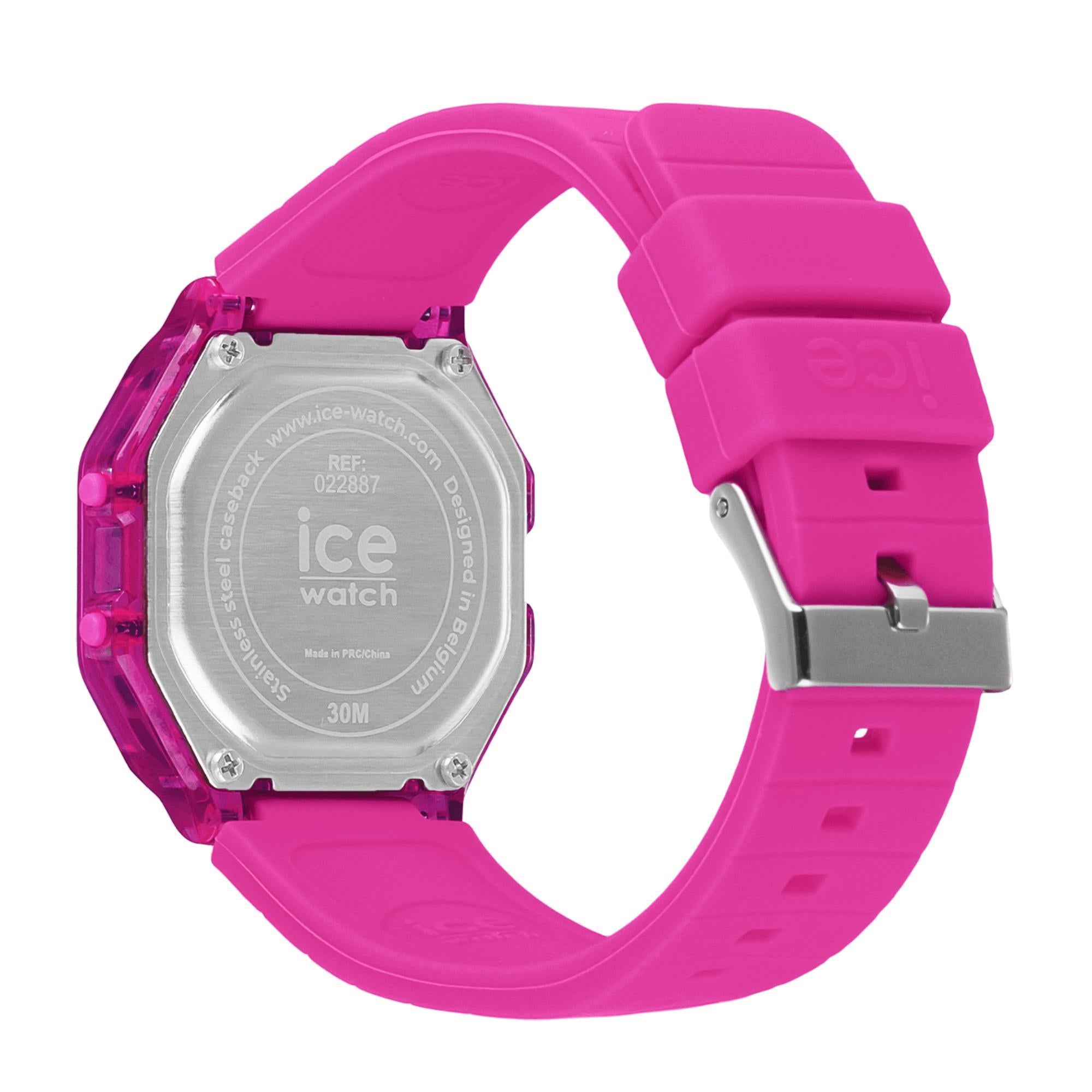 ICE Digit Retro Neon Pink Clear Silicone Strap Digital Women's Watch 022887
