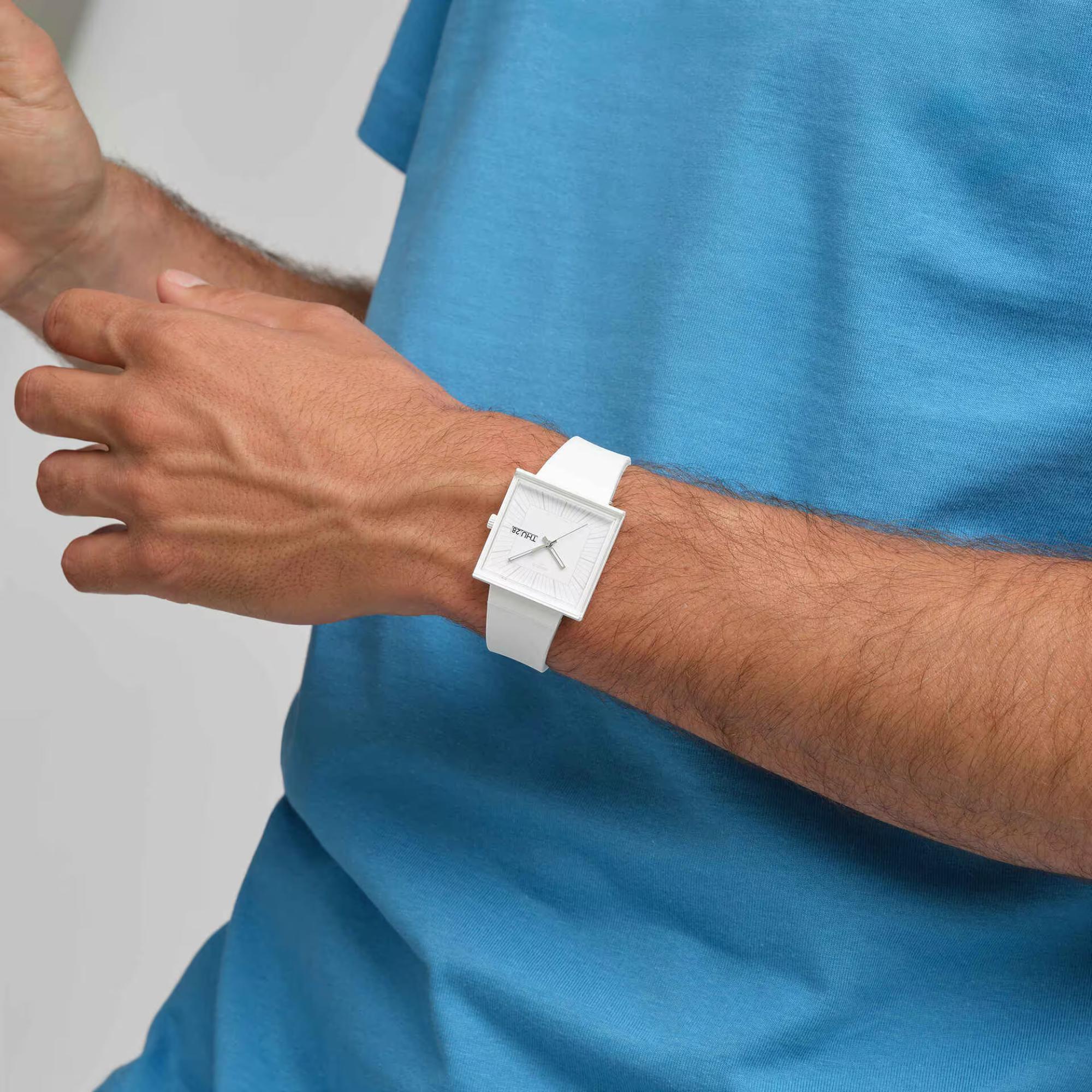 Swatch WHAT IF...ALLWHITE? Quartz White Dial Silicone Strap Men’s Watch SO34W700