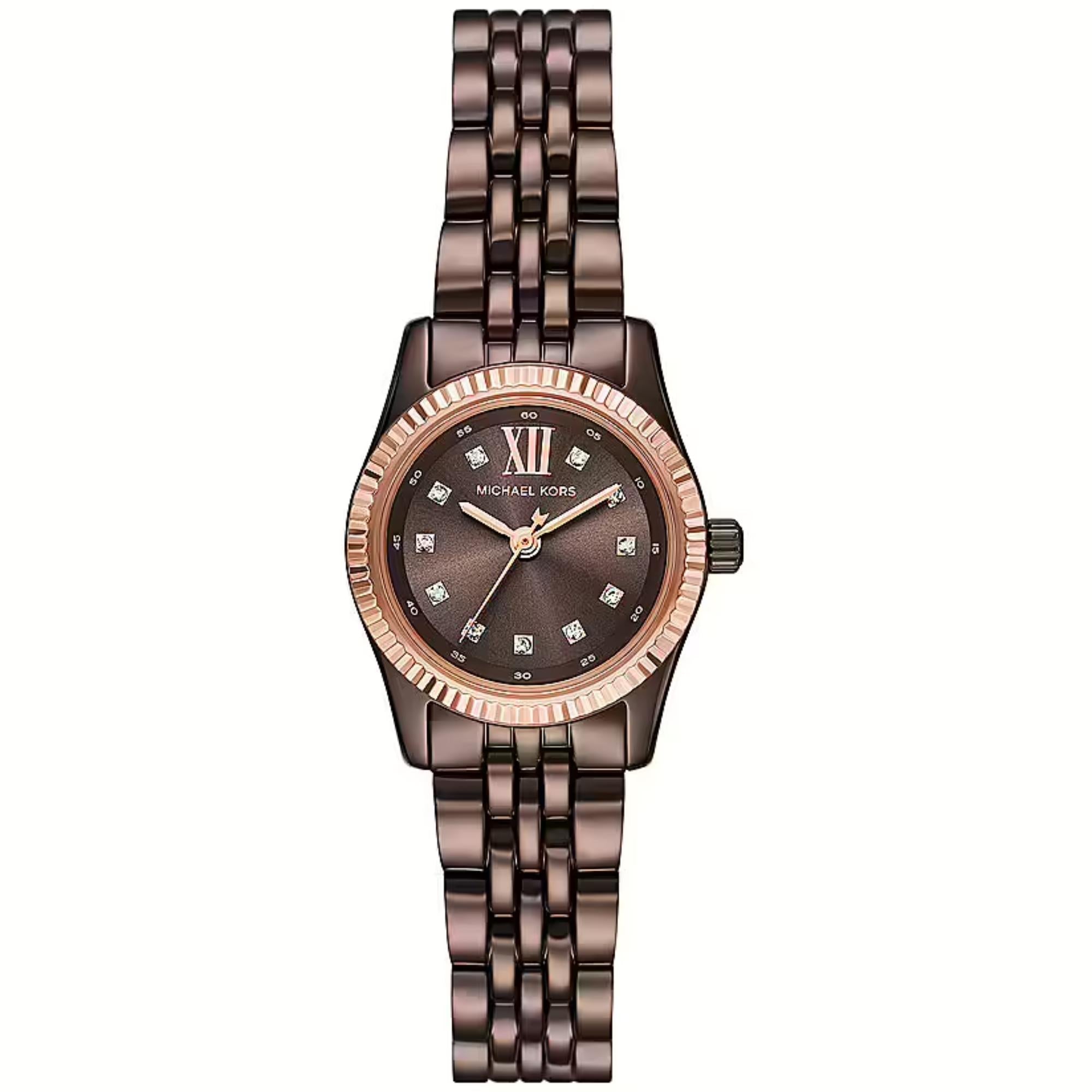 Michael Kors Lexington Brown Dial Stainless Steel Strap Women's Watch MK4844