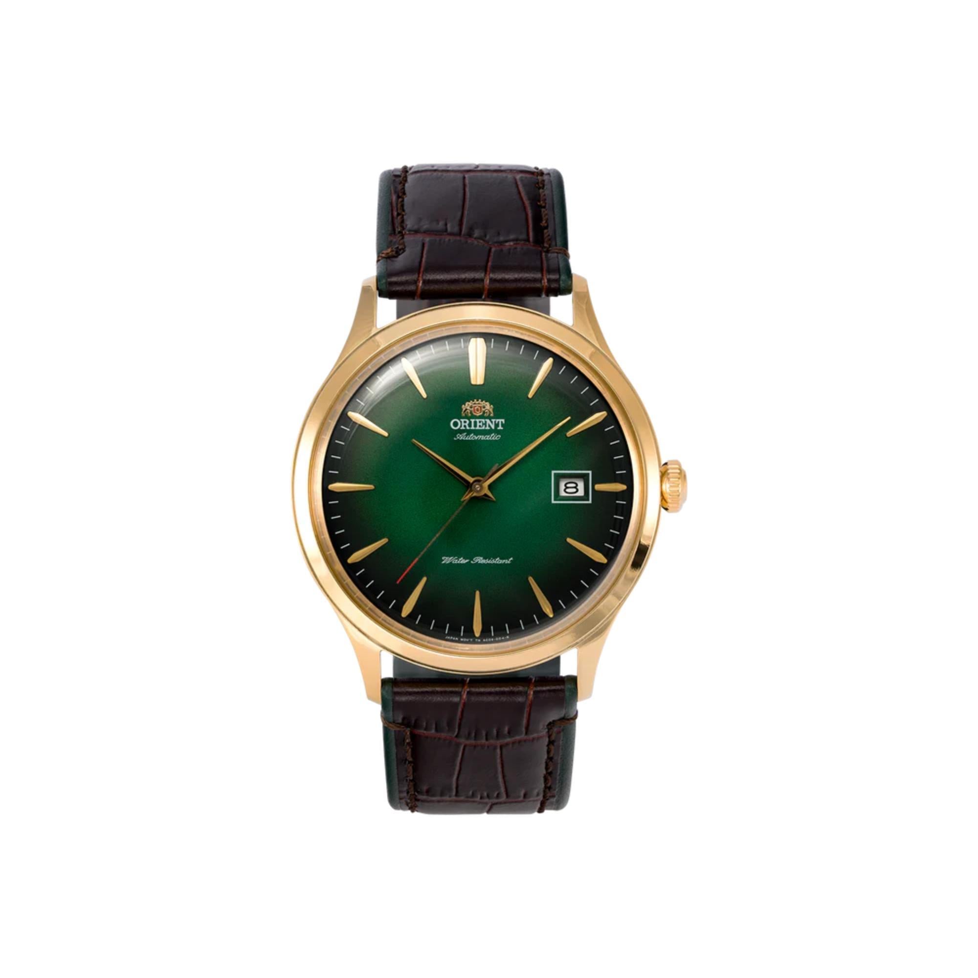 Orient Bambino Automatic Green Dial Brown Leather Strap Men’s Watch TAC08002F0