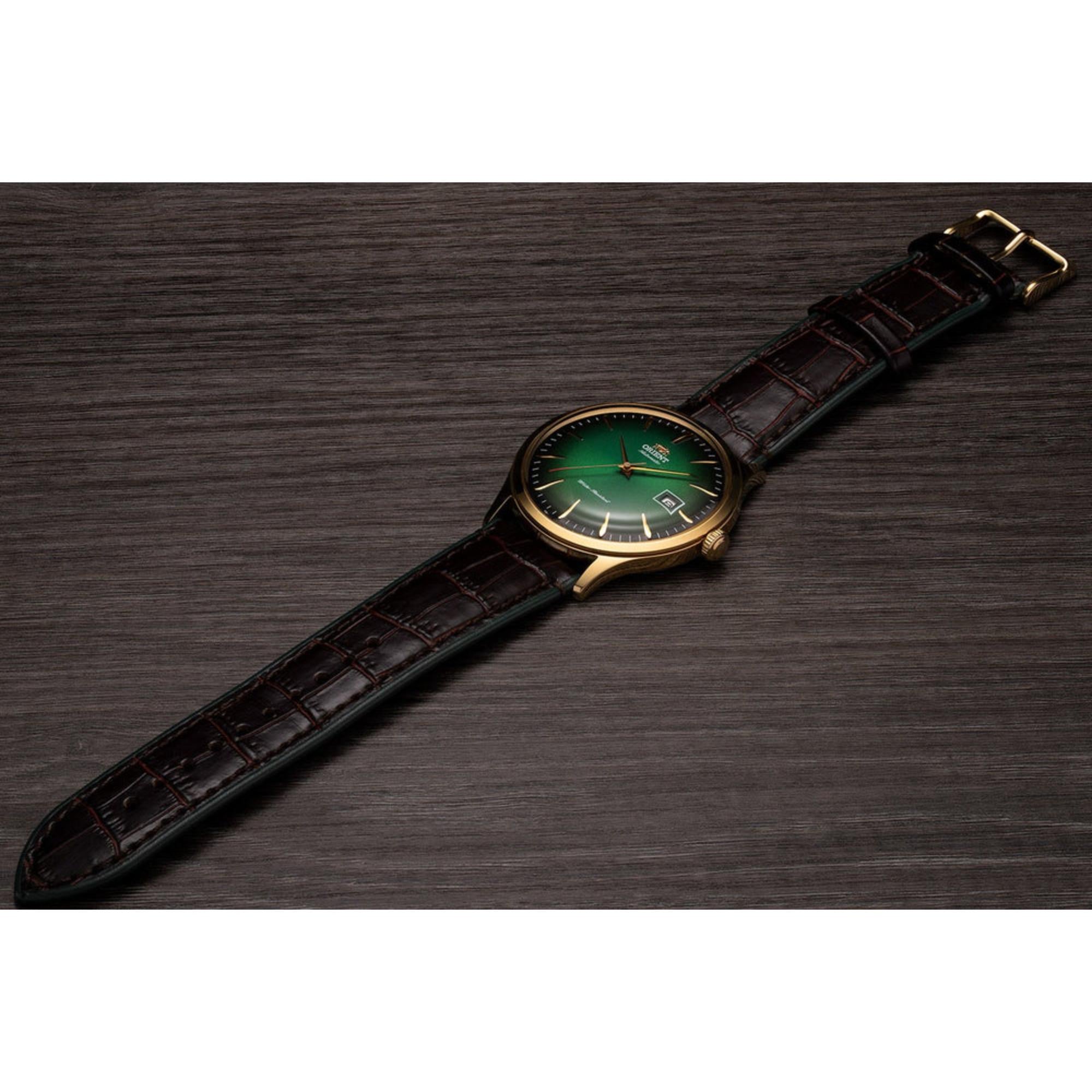 Orient Bambino Automatic Green Dial Brown Leather Strap Men’s Watch TAC08002F0