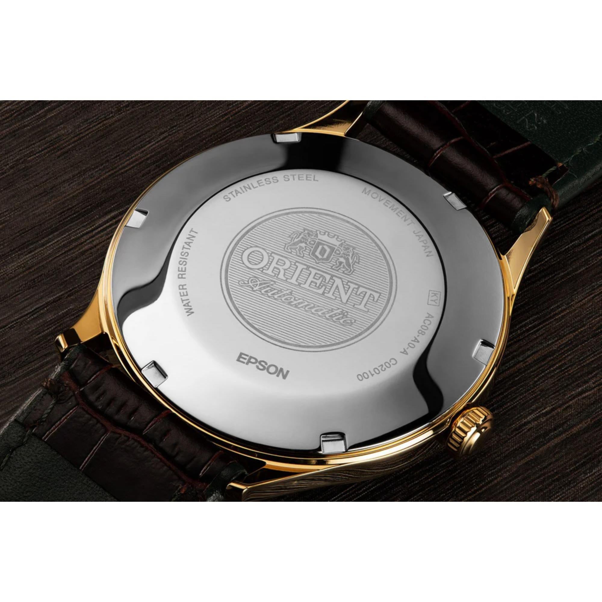 Orient Bambino Automatic Green Dial Brown Leather Strap Men’s Watch TAC08002F0