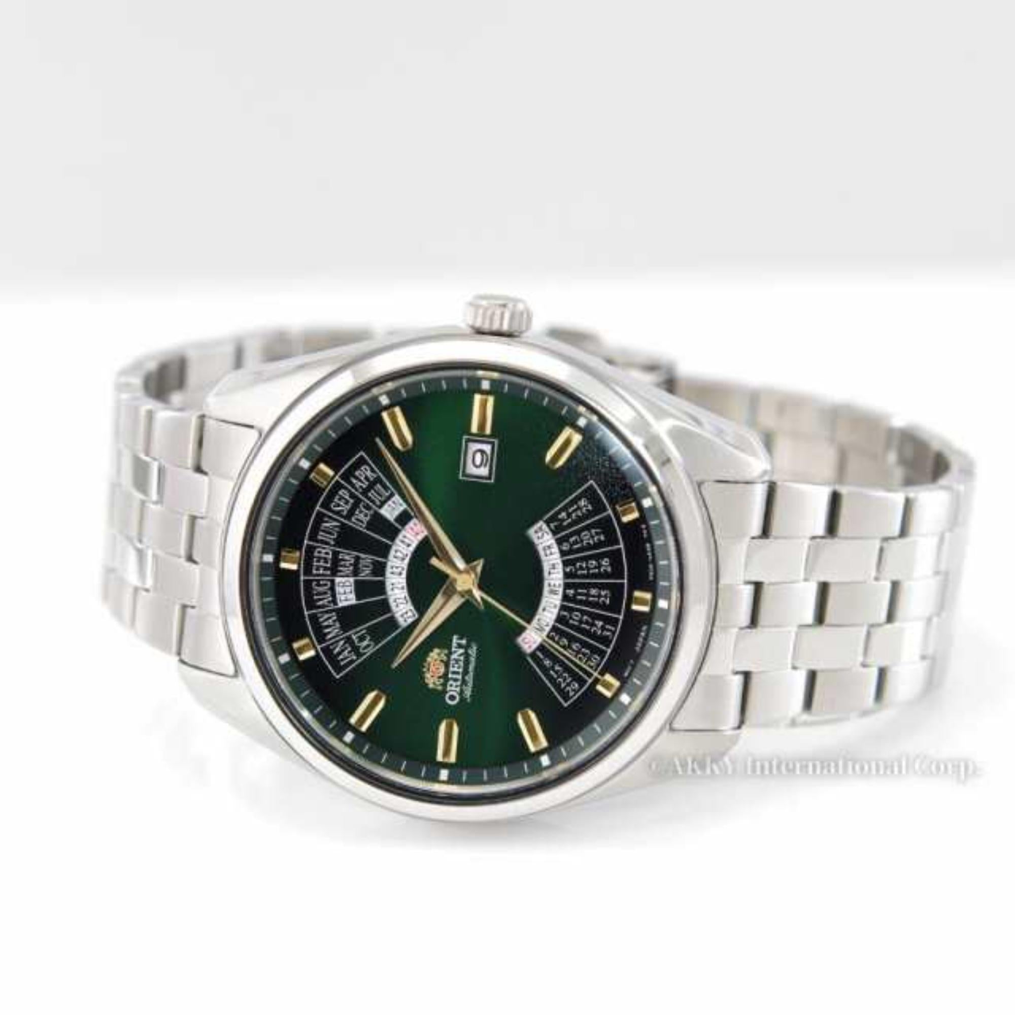 Orient Multi-Year Calendar Mechanical Green Dial Stainless Steel Bracelet Men’s Watch RA-BA0002E30B