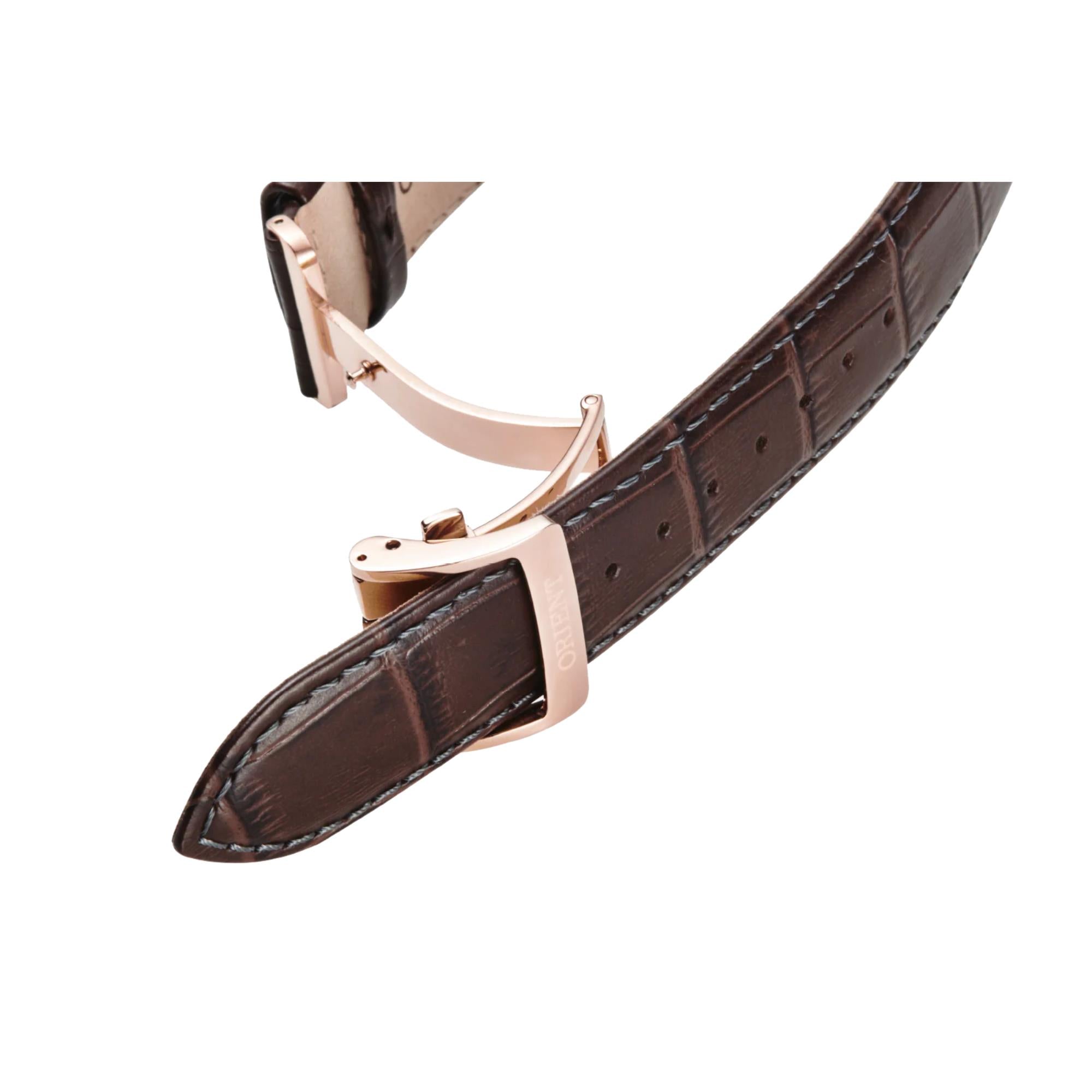 Orient Sun and Moon Automatic Brown Dial Leather Strap Men's Watch RA-AK0009T30B