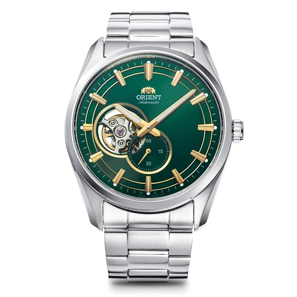 Orient Semi Skeleton Contemporary Green Dial Stainless Steel Bracelet Men’s Watch Ex-Display RA-AR0008E10B-EX