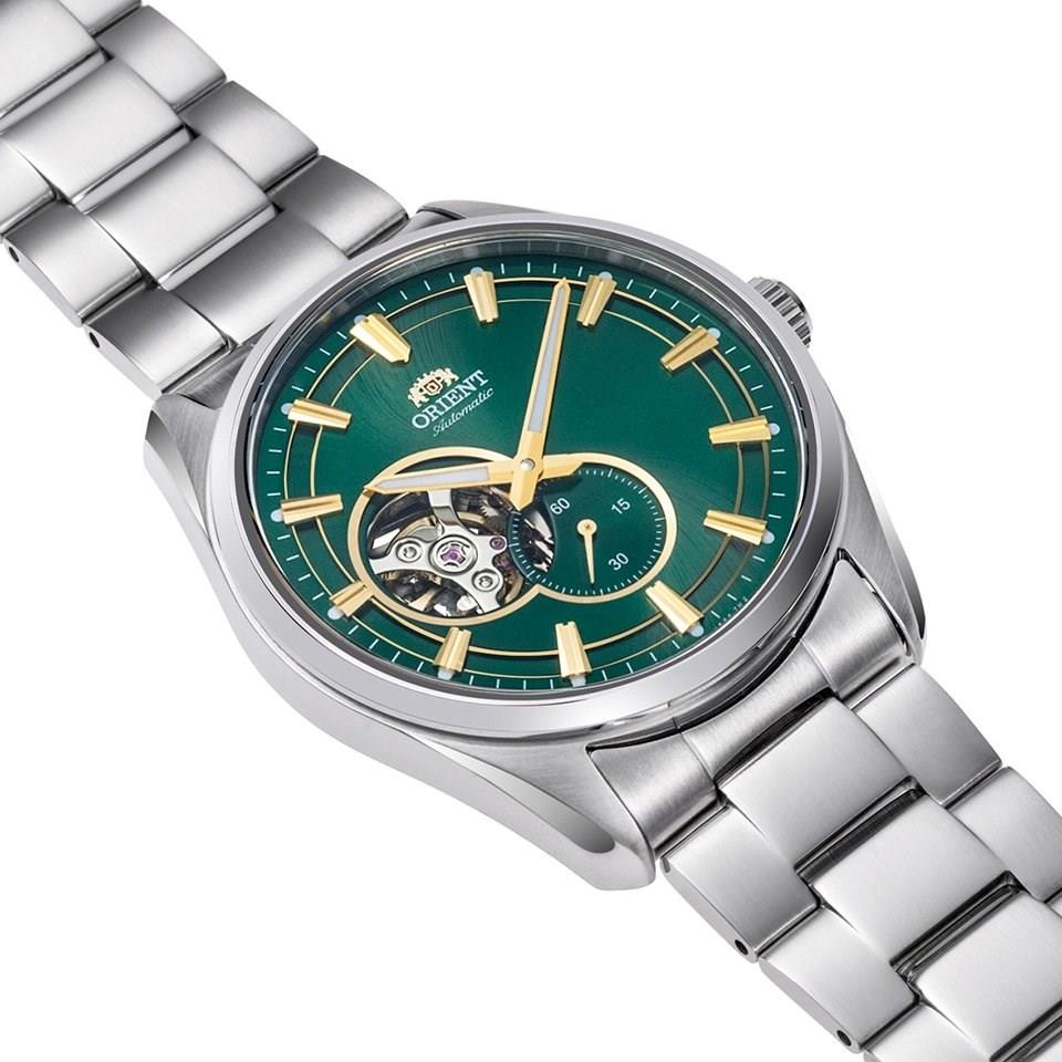 Orient Semi Skeleton Contemporary Green Dial Stainless Steel Bracelet Men’s Watch Ex-Display RA-AR0008E10B-EX
