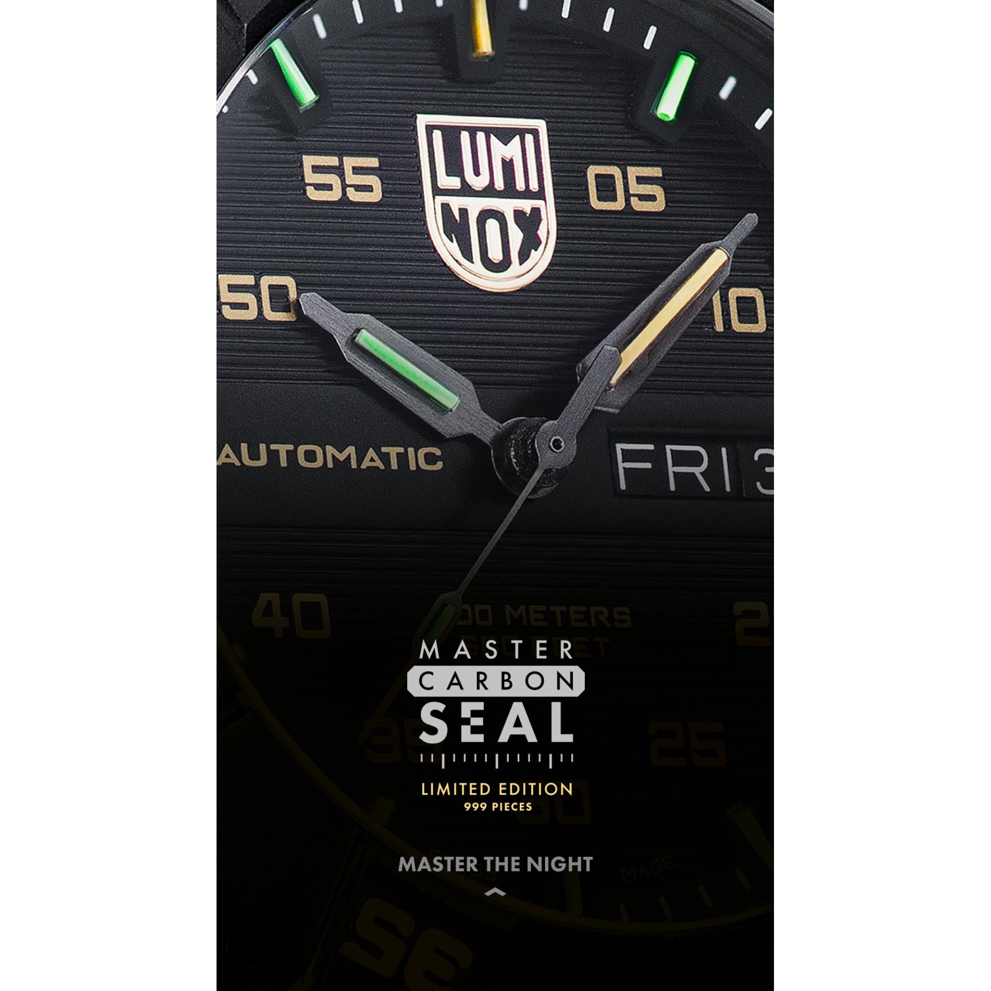 Luminox Master Carbon Seal Automatic Gold Accent Black Dial Men’s Watch XS.3865.GOLD