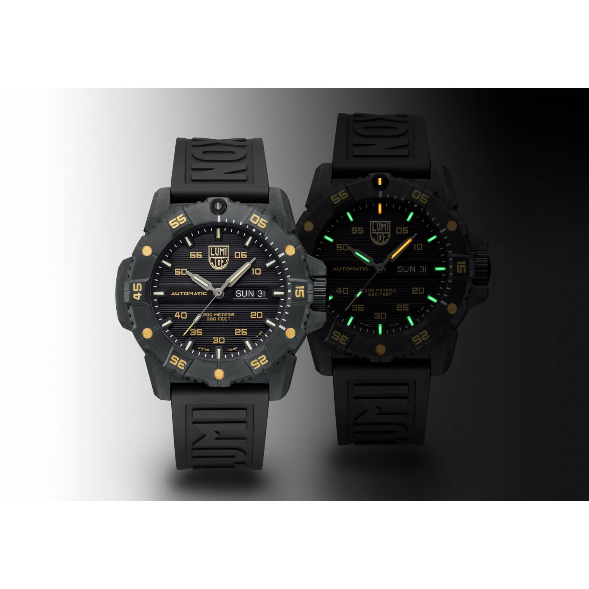 Luminox Master Carbon Seal Automatic Gold Accent Black Dial Men’s Watch XS.3865.GOLD