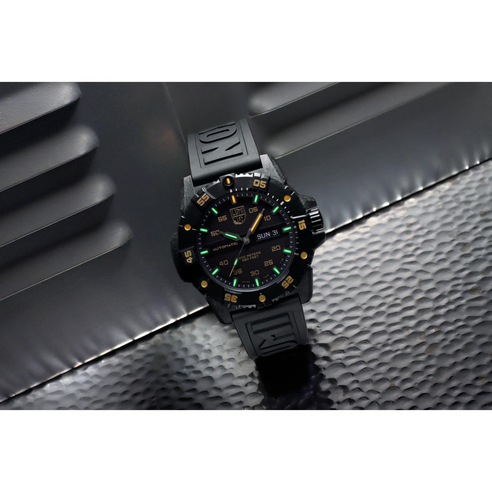 Luminox Master Carbon Seal Automatic Gold Accent Black Dial Men’s Watch XS.3865.GOLD