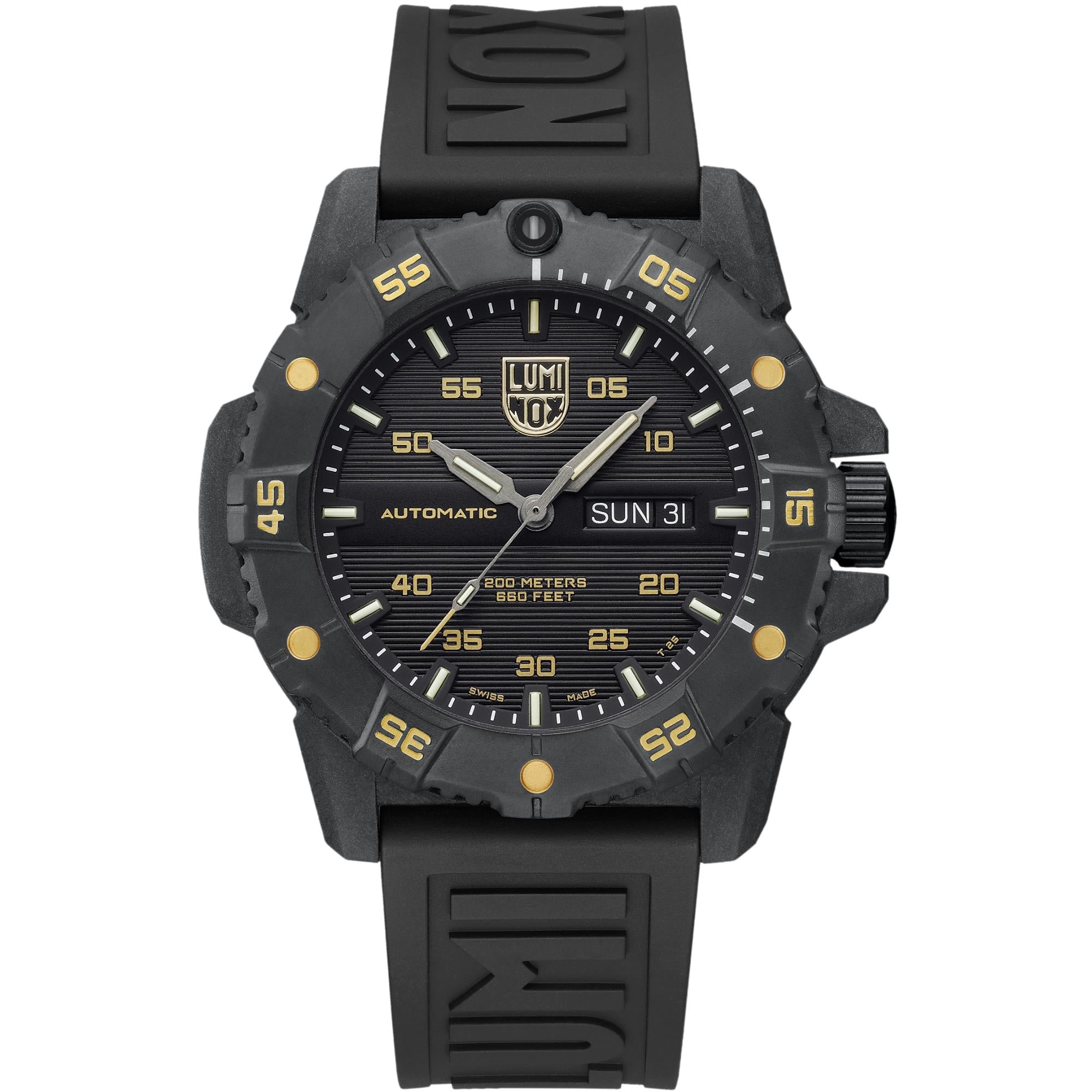 Luminox Master Carbon Seal Automatic Gold Accent Black Dial Men’s Watch XS.3865.GOLD
