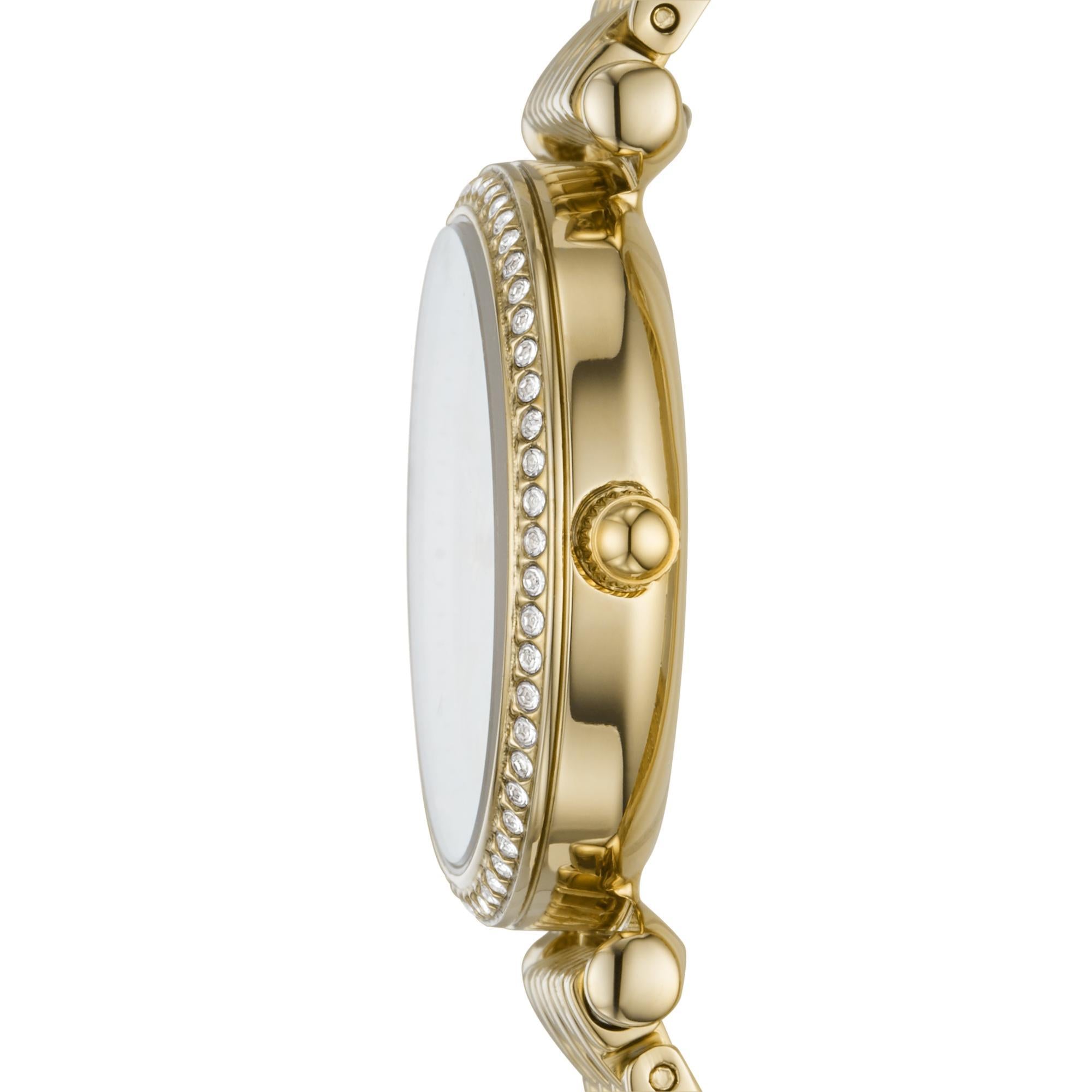 Fossil Carlie Mini Gold-Tone Stainless Steel White Dial Mother of Pearl Women's Watch ES4735