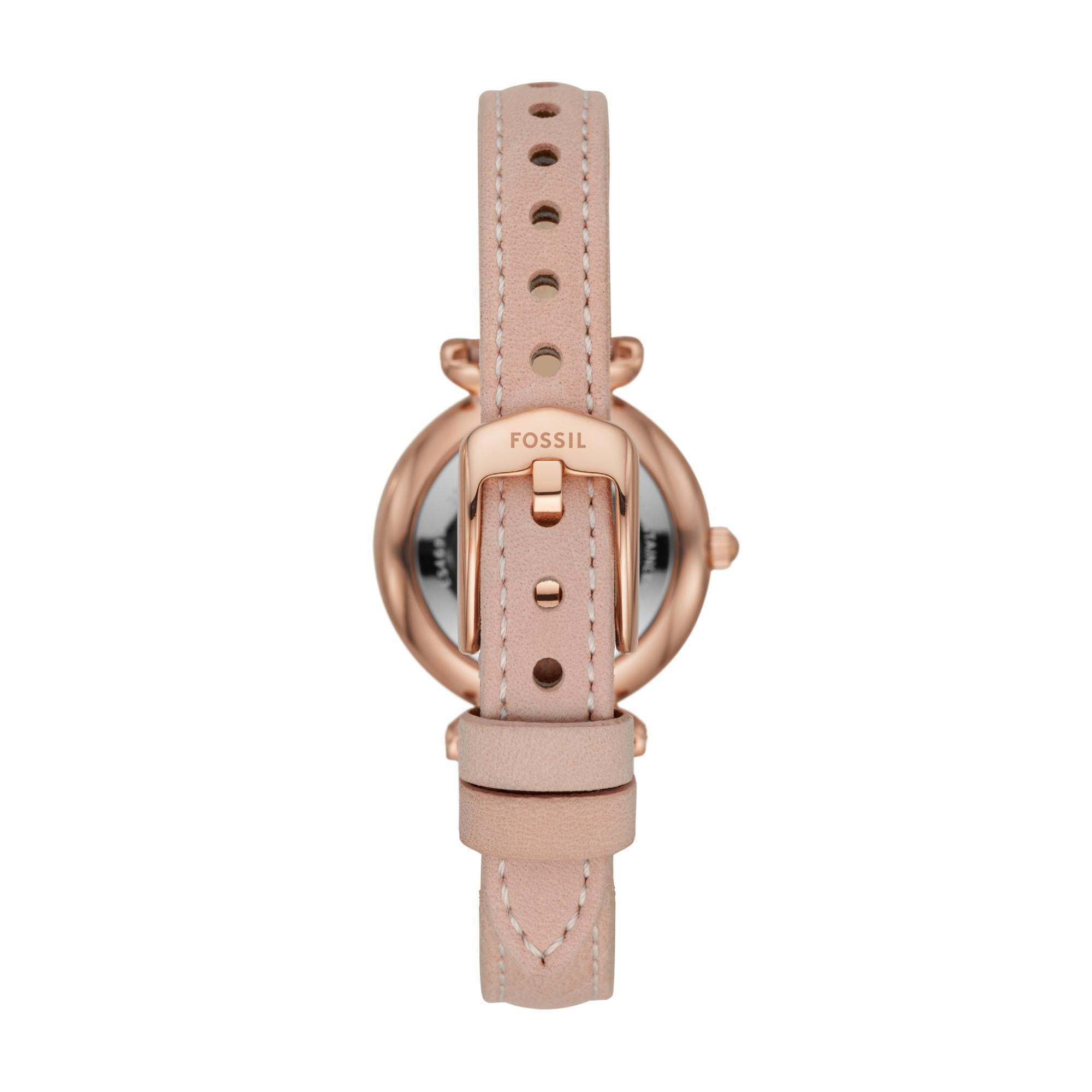 Fossil Carlie Mini Blush Leather White Mother of Pearl Dial Ladies Watch ES4699