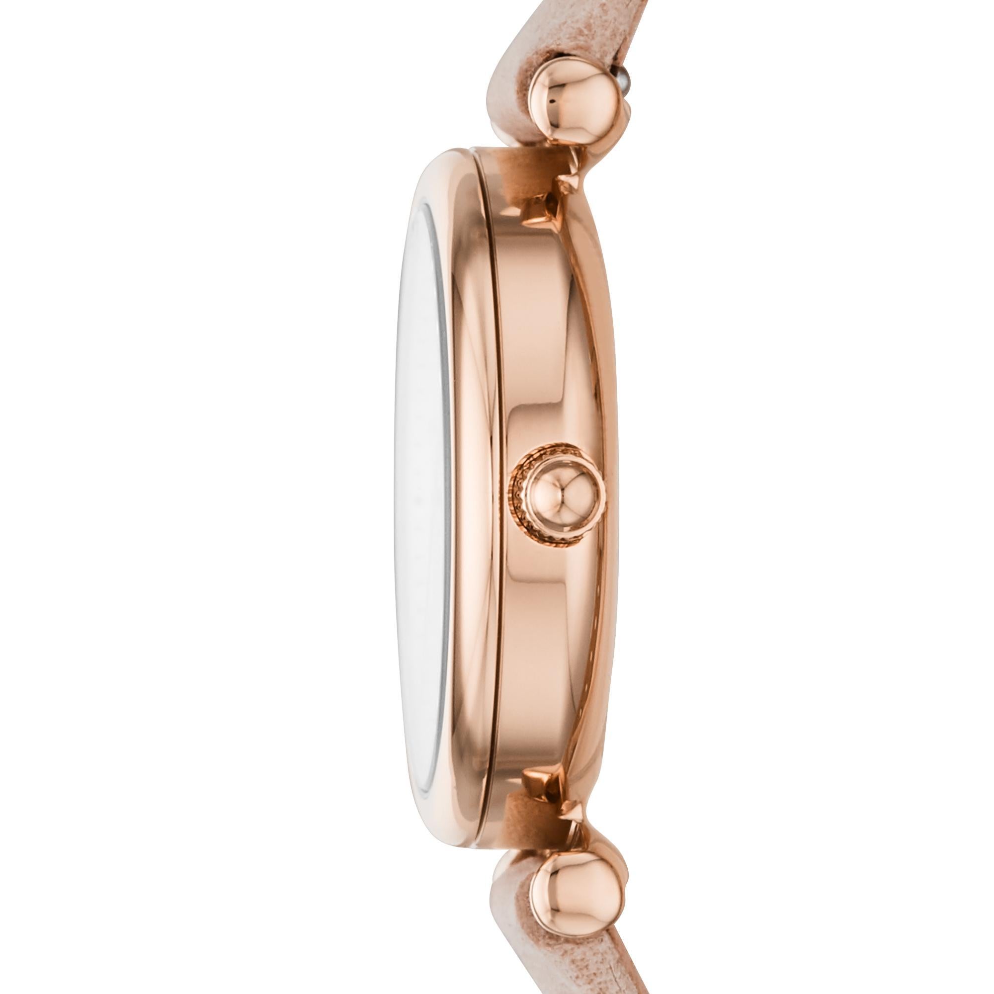 Fossil Carlie Mini Blush Leather White Mother of Pearl Dial Ladies Watch ES4699